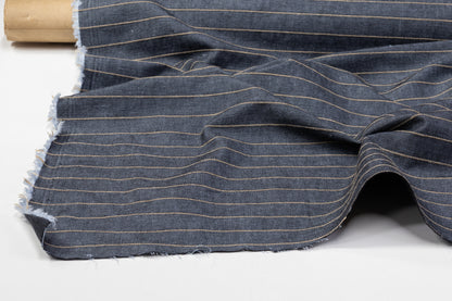 Striped Cotton Denim - Blue Gray / Khaki