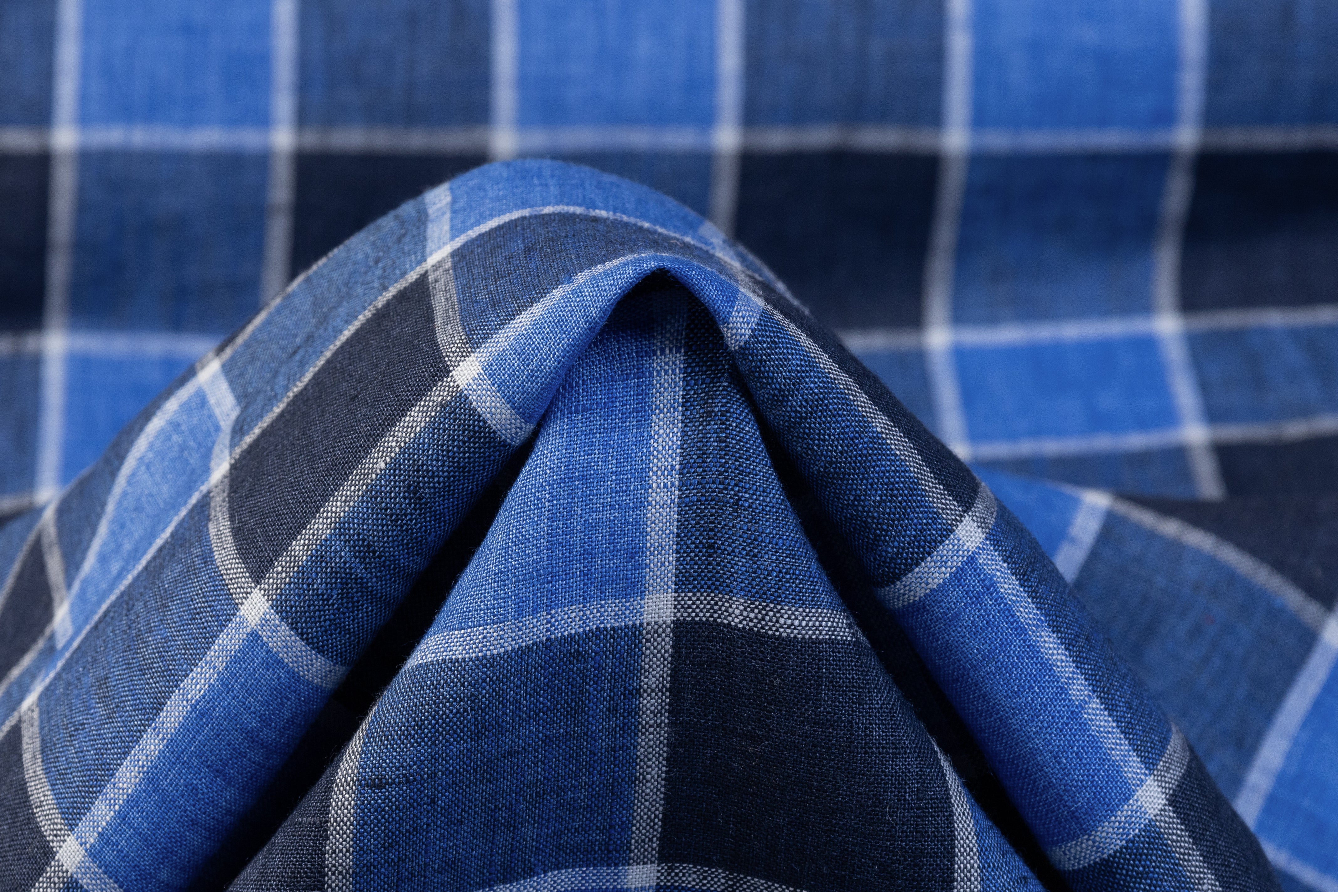 Checked Italian Linen - Blue