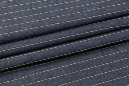 Striped Cotton Denim - Blue Gray / Khaki