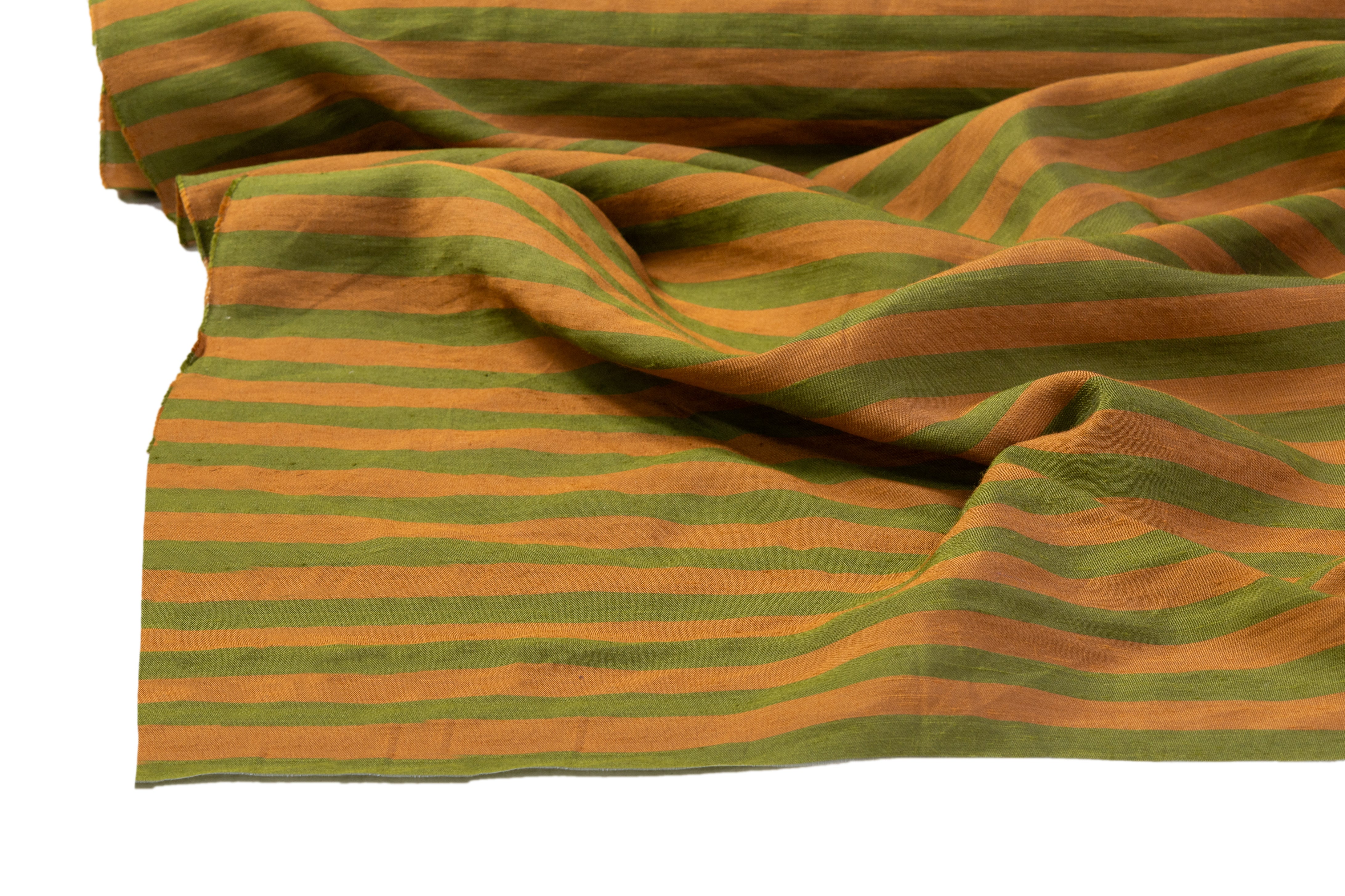 Striped Italian Viscose Linen Blend - Green / Brown