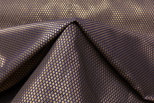 Diamond Metallic Brocade - Blue / Gold