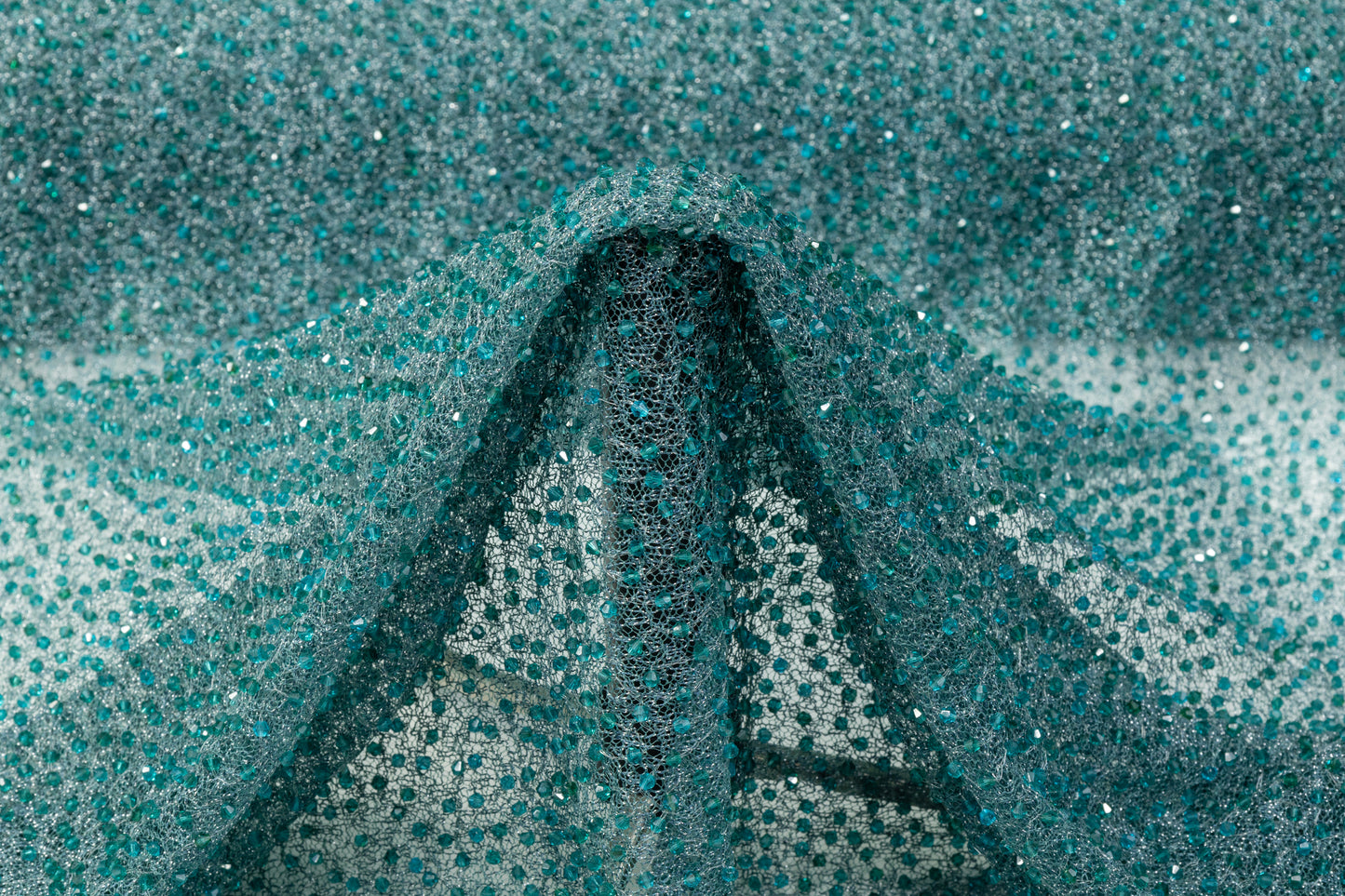 Handmade Crystal Beaded Lace - Teal