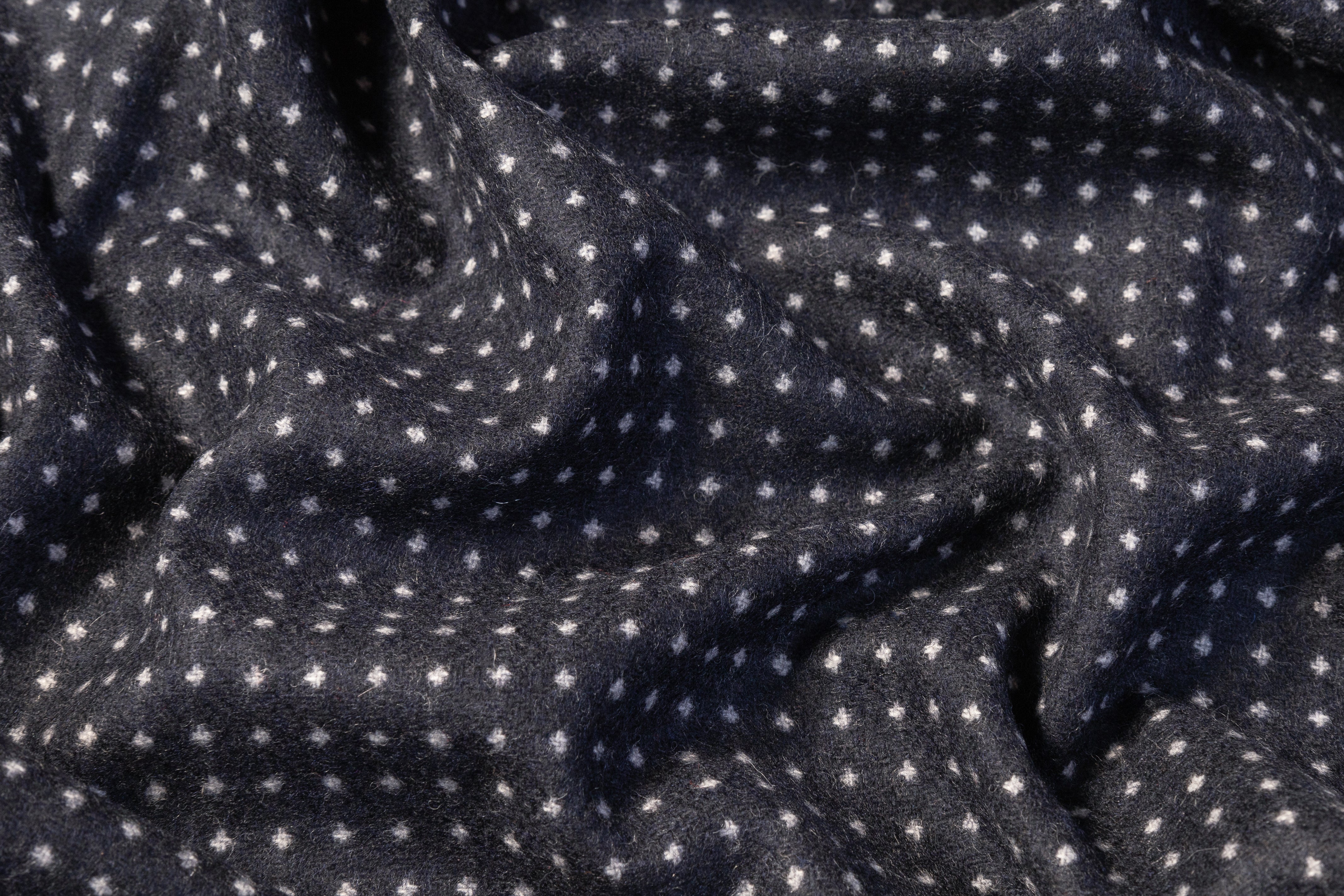 Dotted Italian Wool Nylon - Navy / White