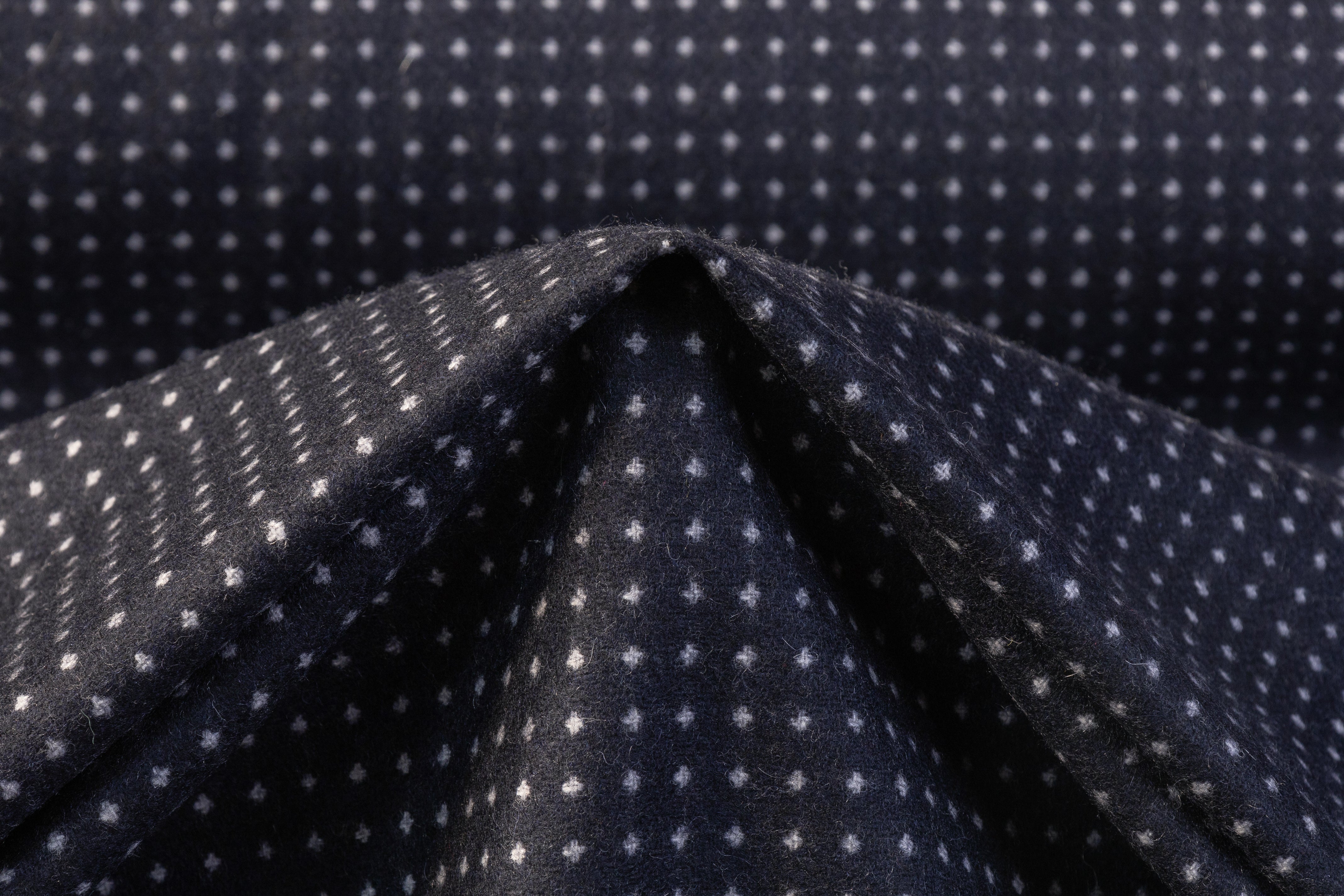Dotted Italian Wool Nylon - Navy / White