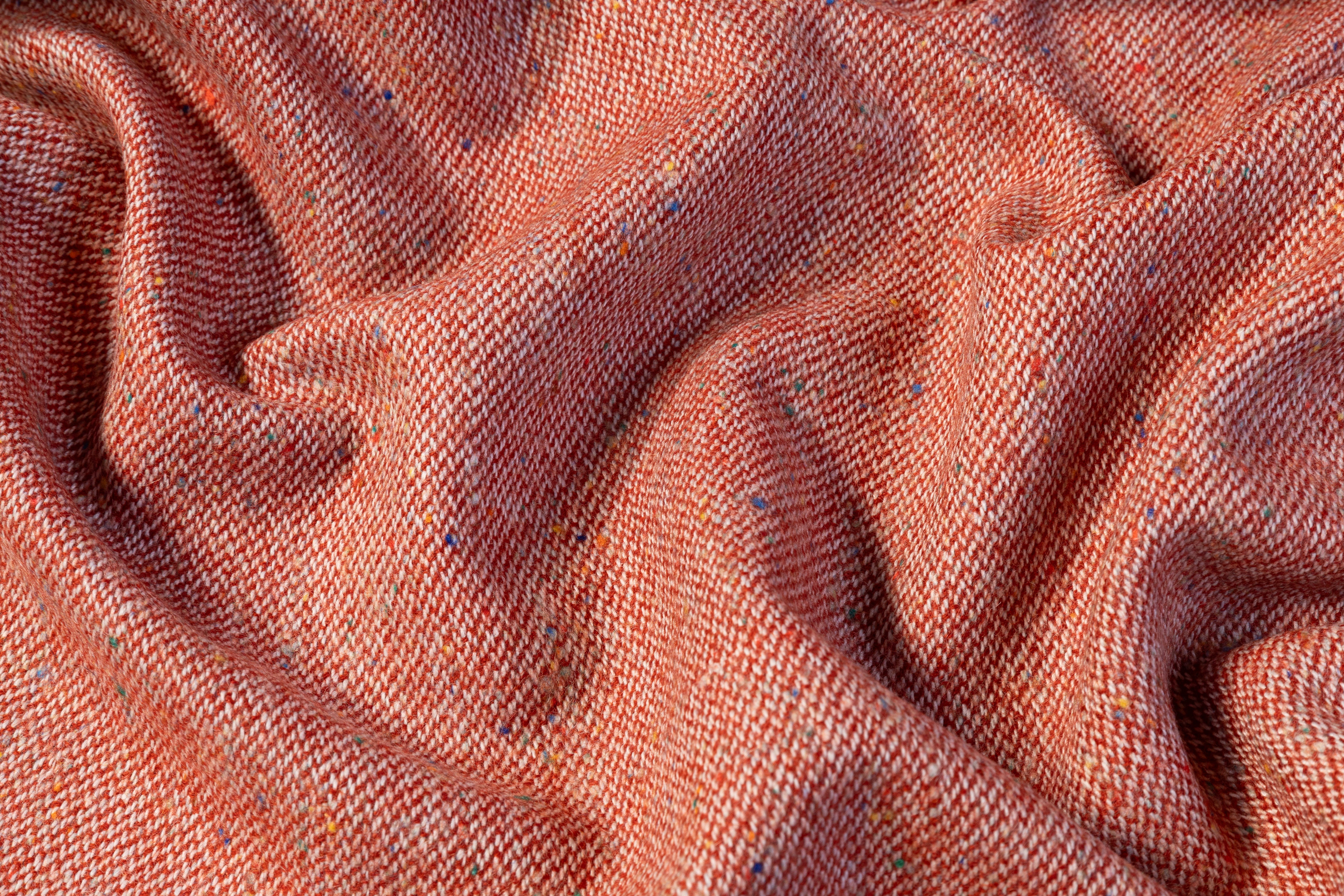 Speckled Italian Wool Nylon Tweed - Red