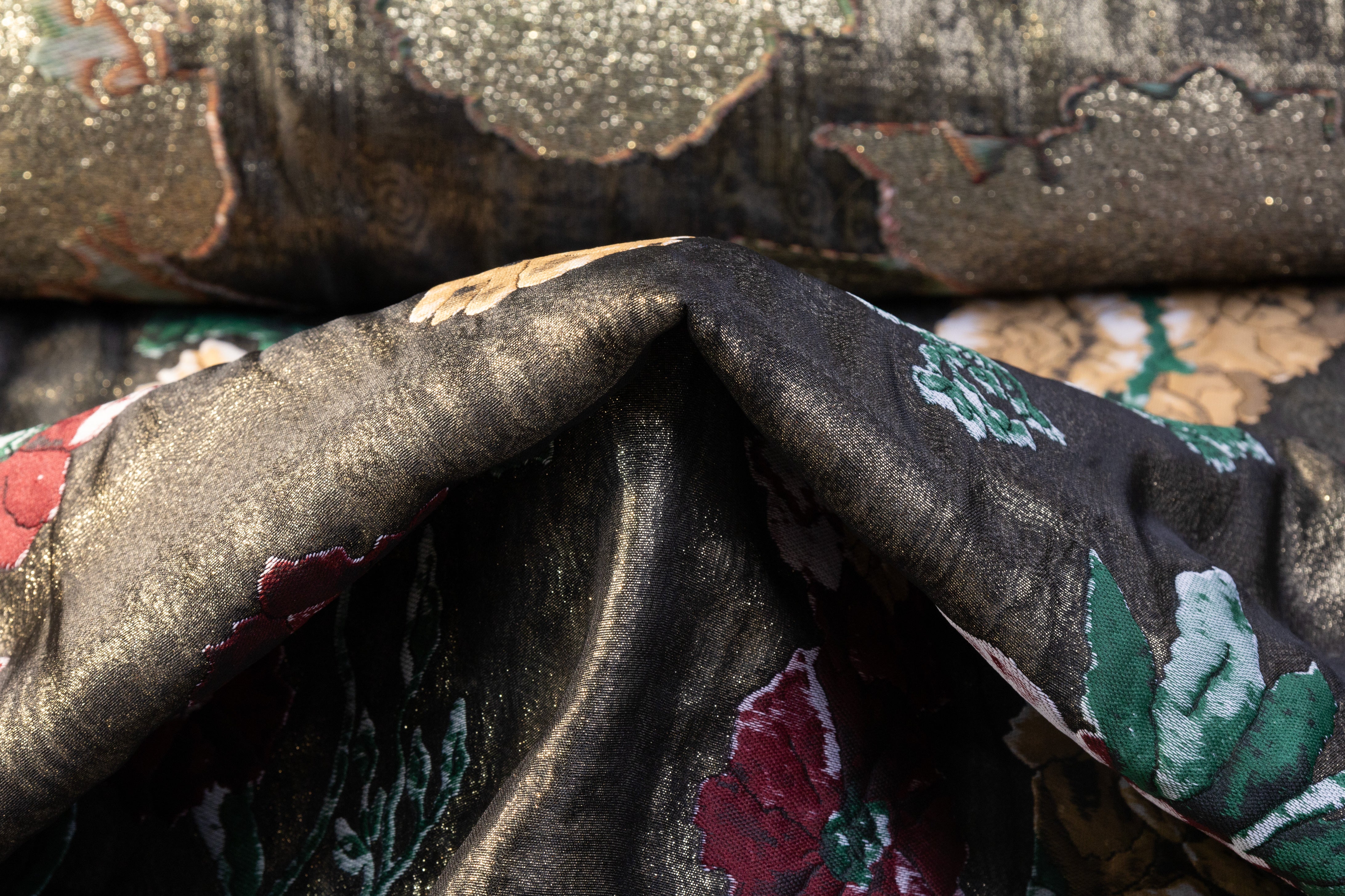 Metallic Italian Silk Blend Double Organza Brocade - Antique Gold