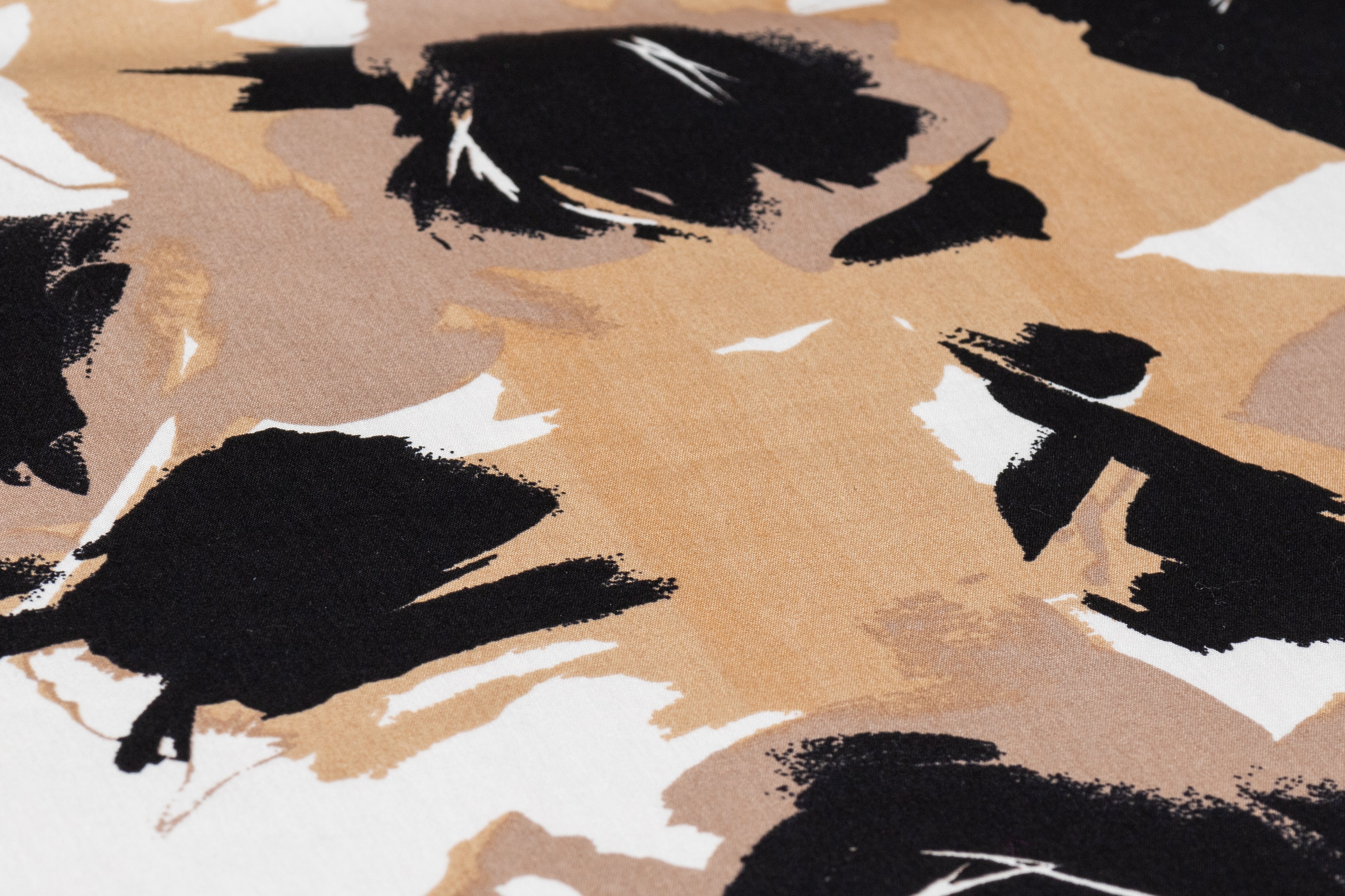 Floral Printed Italian Cotton - Beige / Black / White