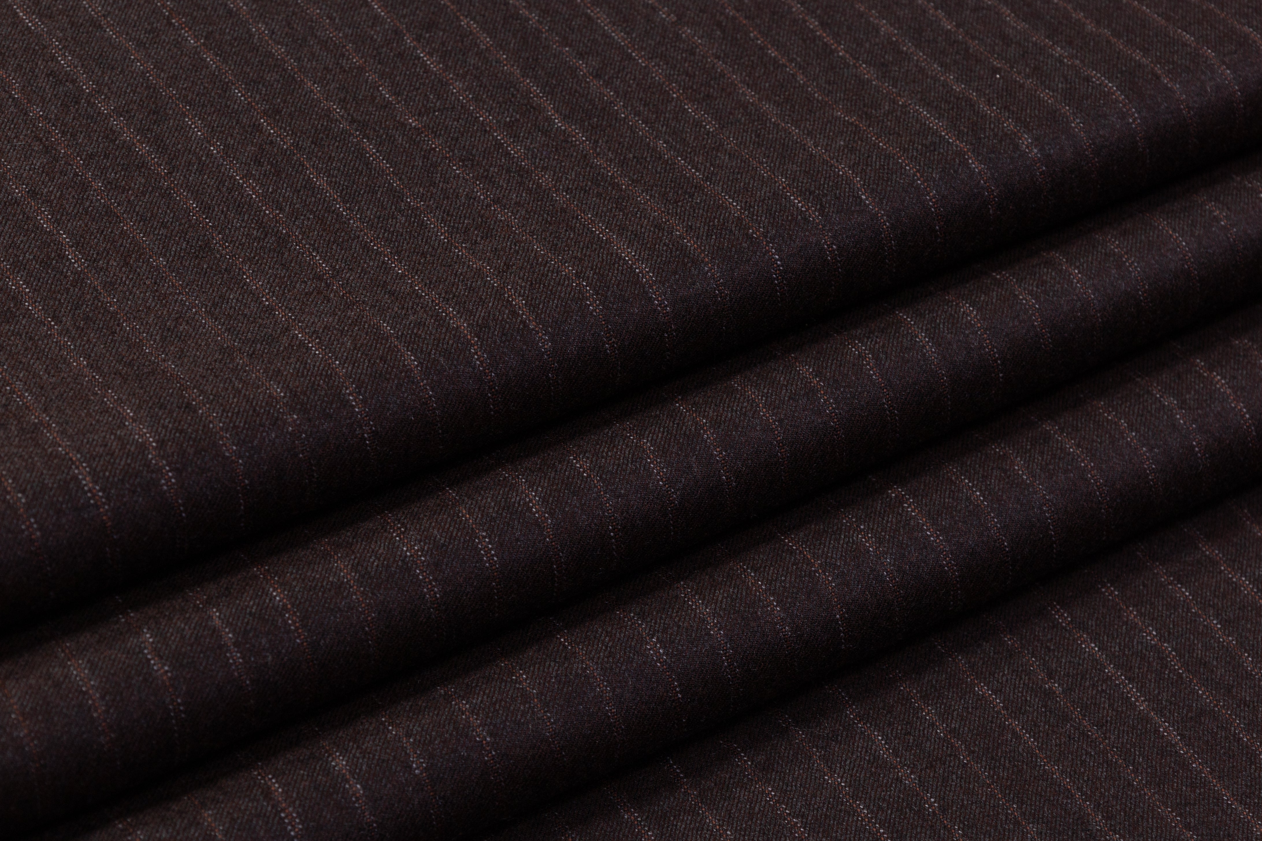 Striped Italian Wool Flannel - Brown