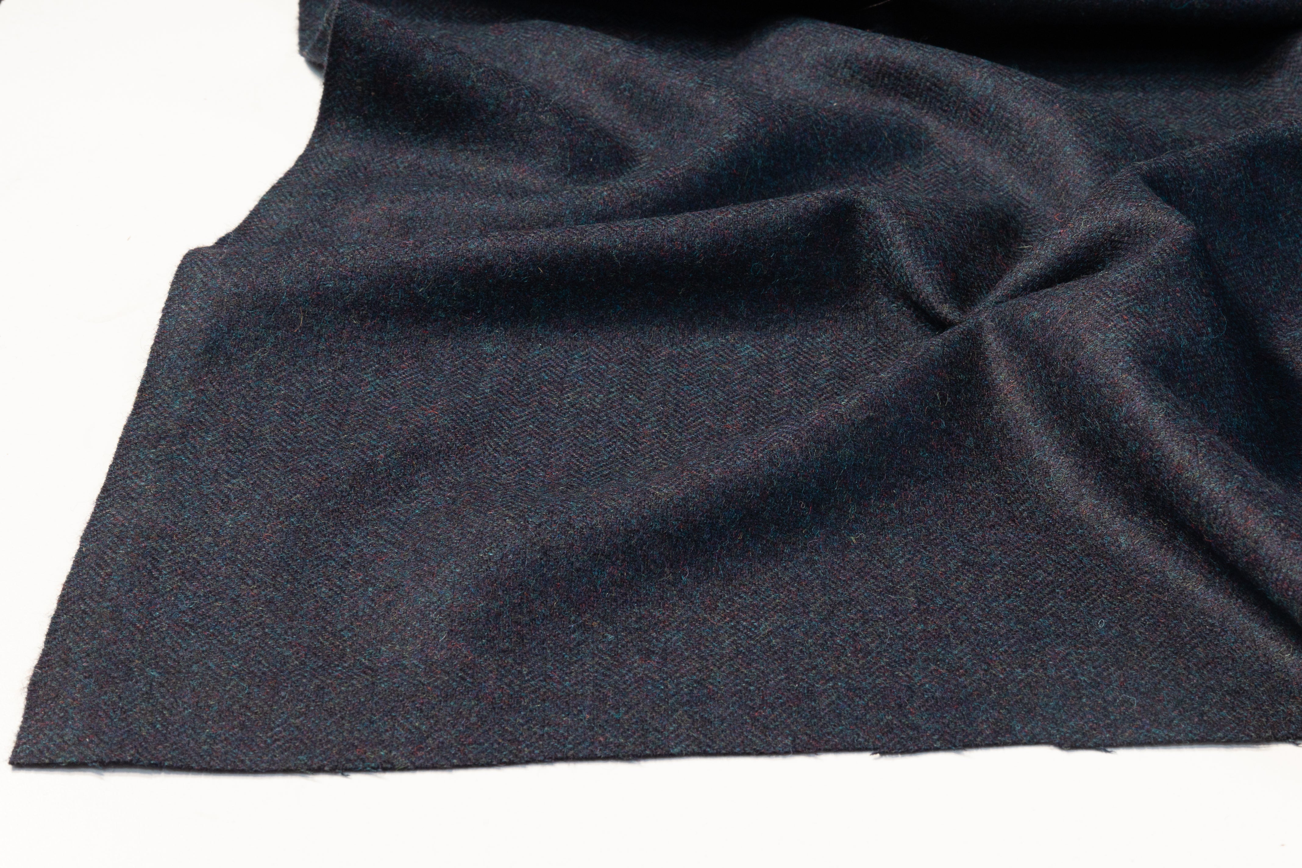 Herringbone Italian Wool Coating - Navy