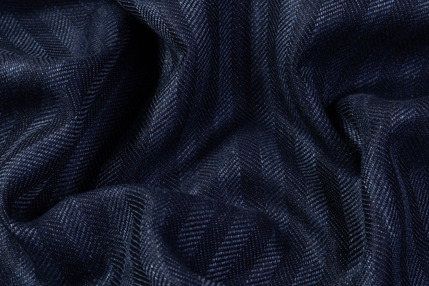 Ferla - Herringbone Italian Silk and Linen Suiting - Blue