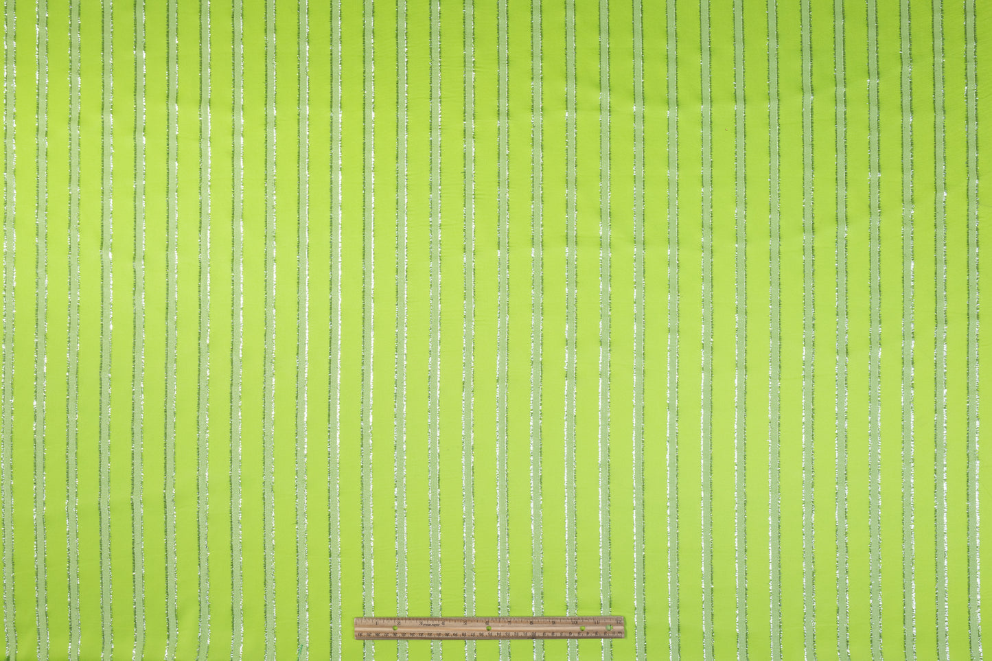 Metallic Striped Italian Silk Crepe De Chine - Green / Silver