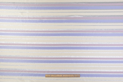 Checked Metallic Italian Brocade - Ivory / Silver / Purple