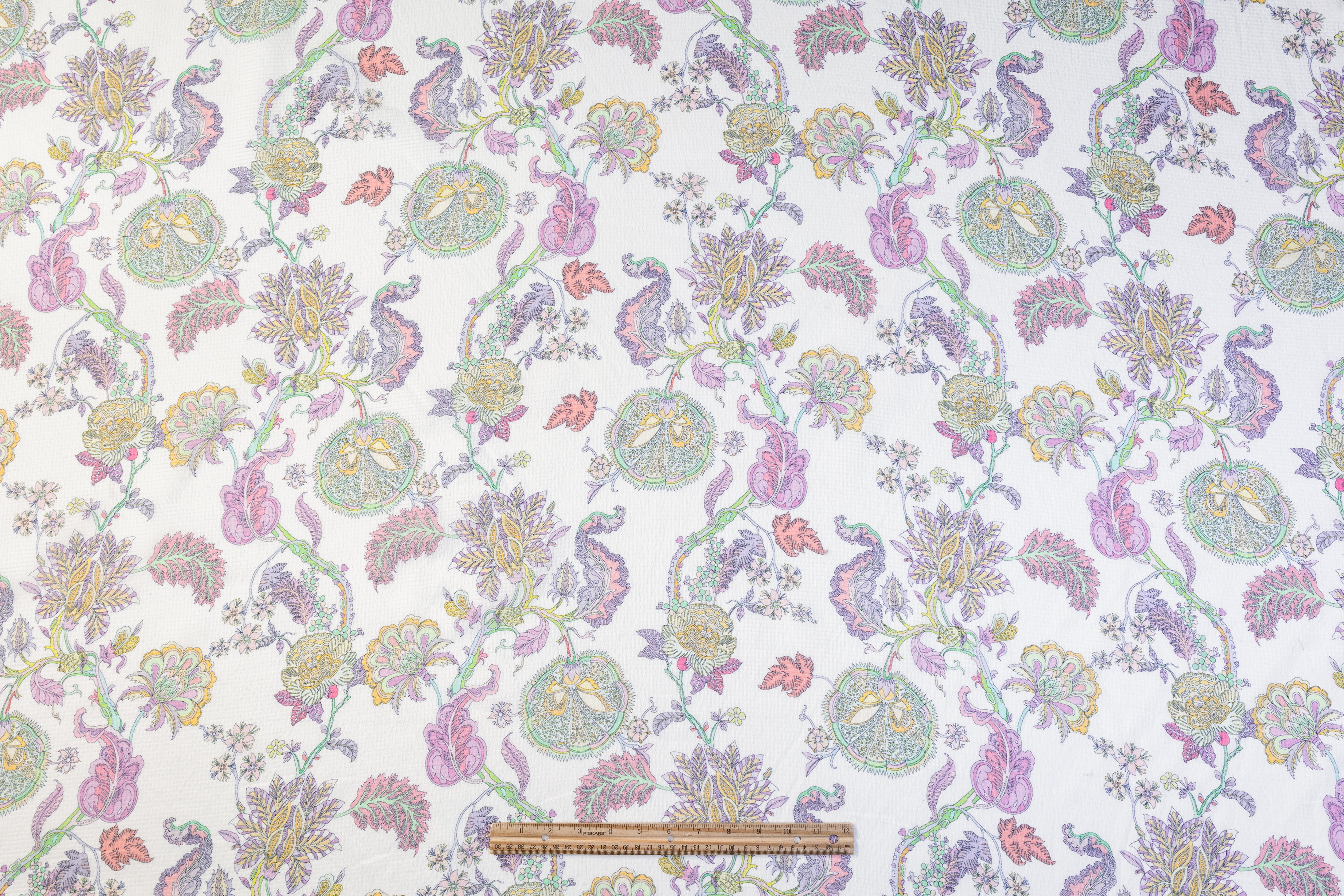 Floral Italian Silk Nylon Voile - Lilac / Pink / Yellow