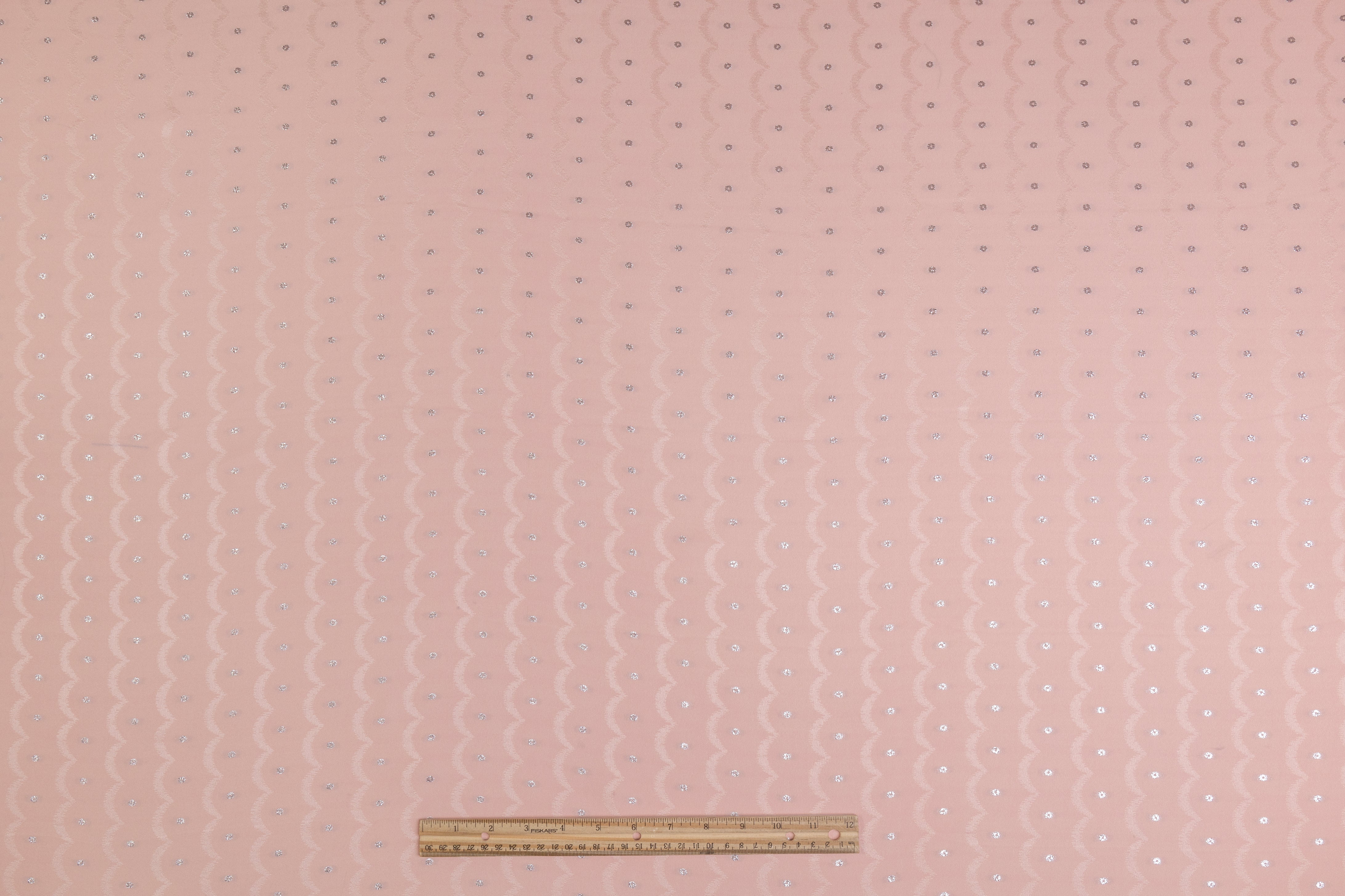 Metallic Italian Silk Crepe De Chine Jacquard - Pink