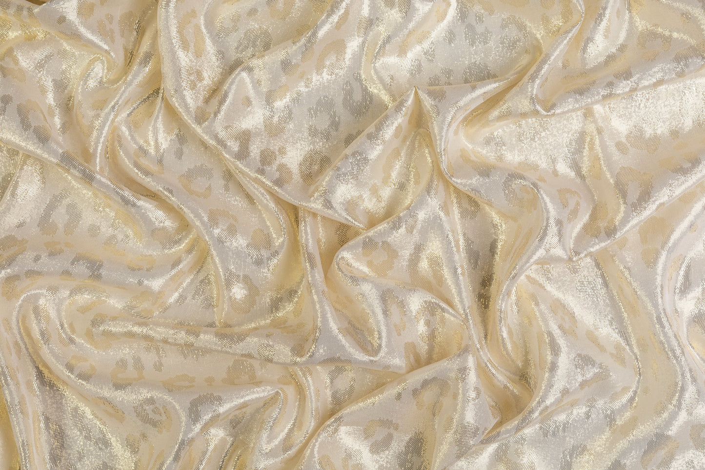 Cheetah Design Italian Silk Lamé - Champagne Gold