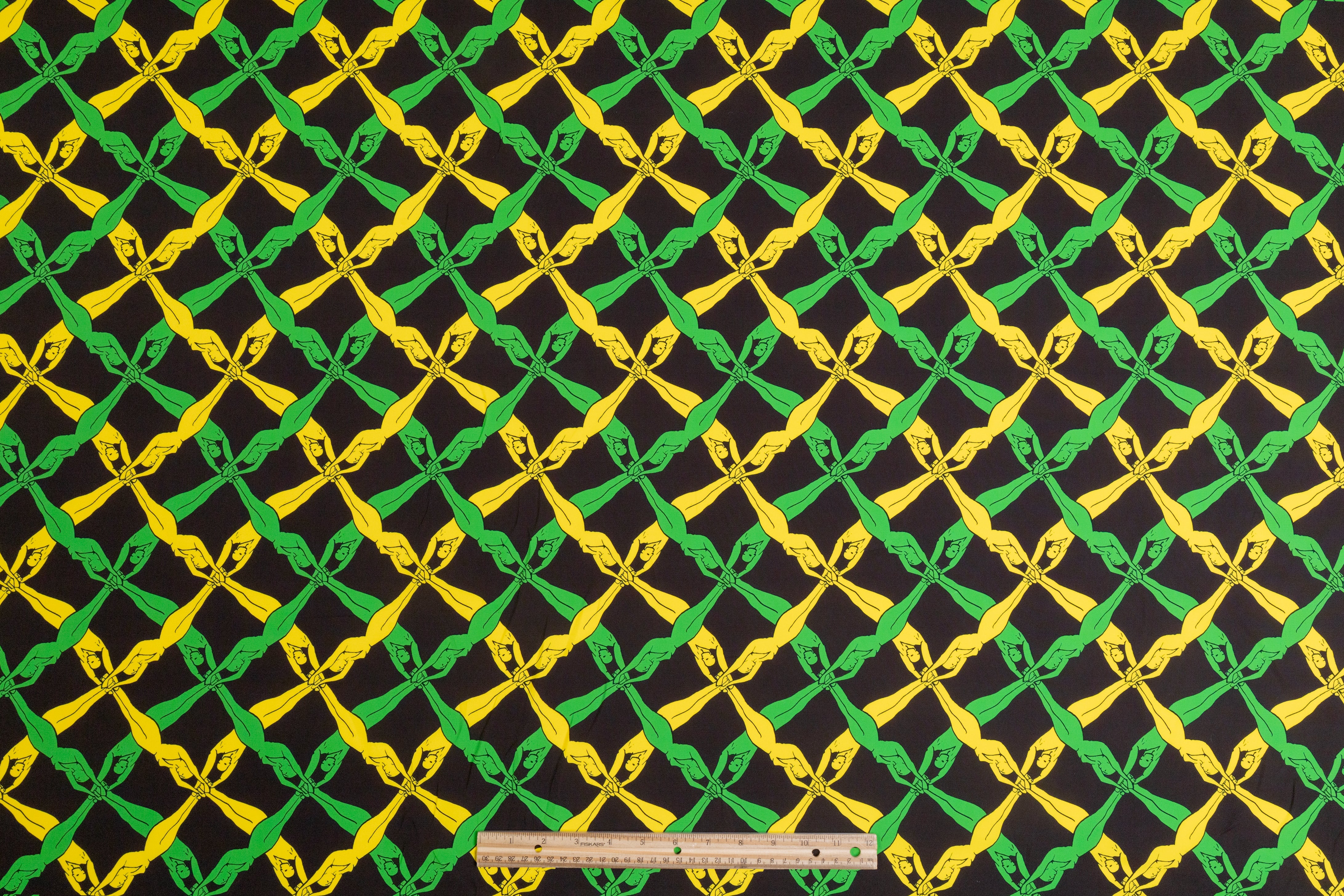 Olympic Diver Printed Viscose  - Green / Black / Yellow