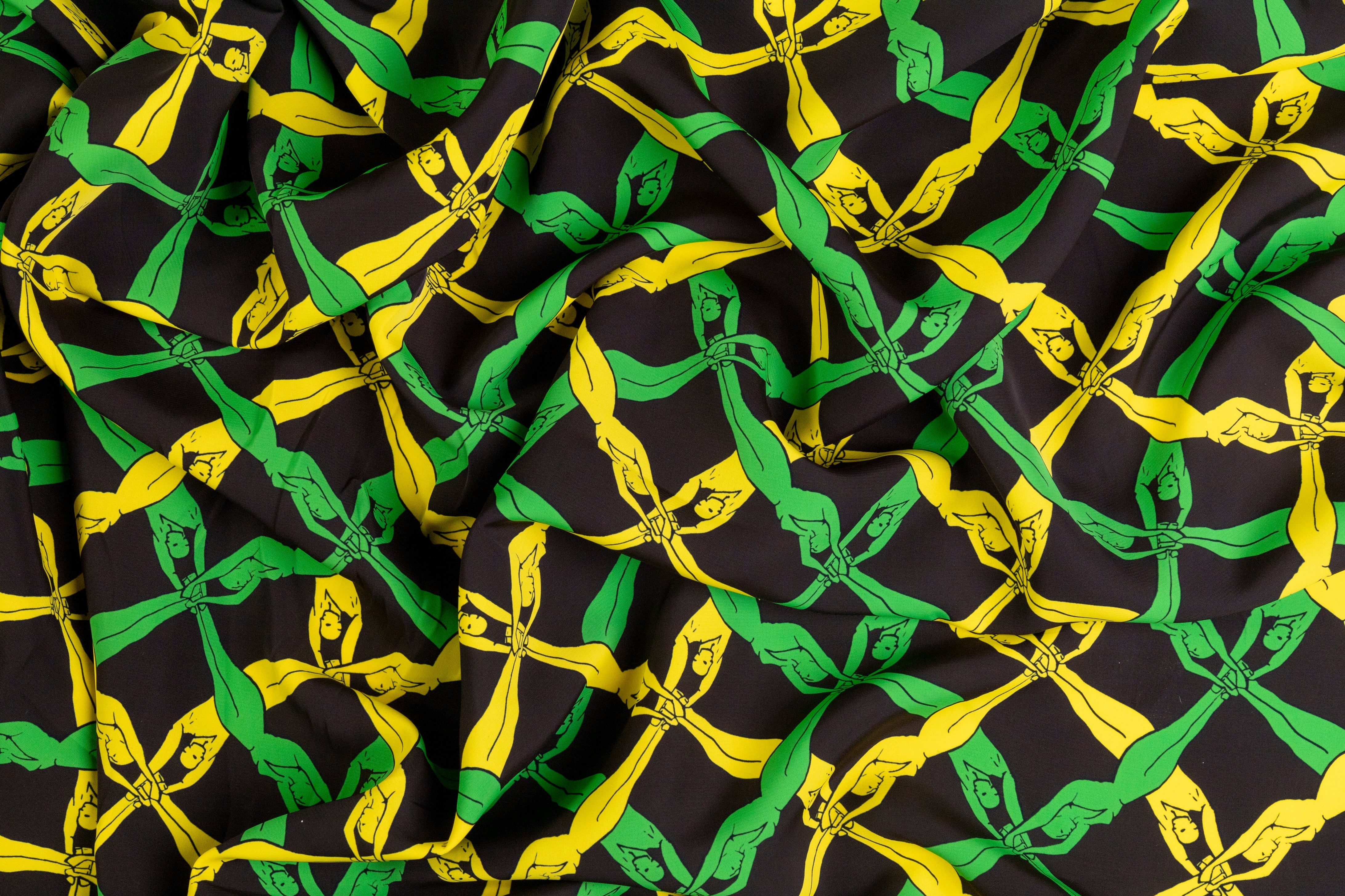 Olympic Diver Printed Viscose  - Green / Black / Yellow
