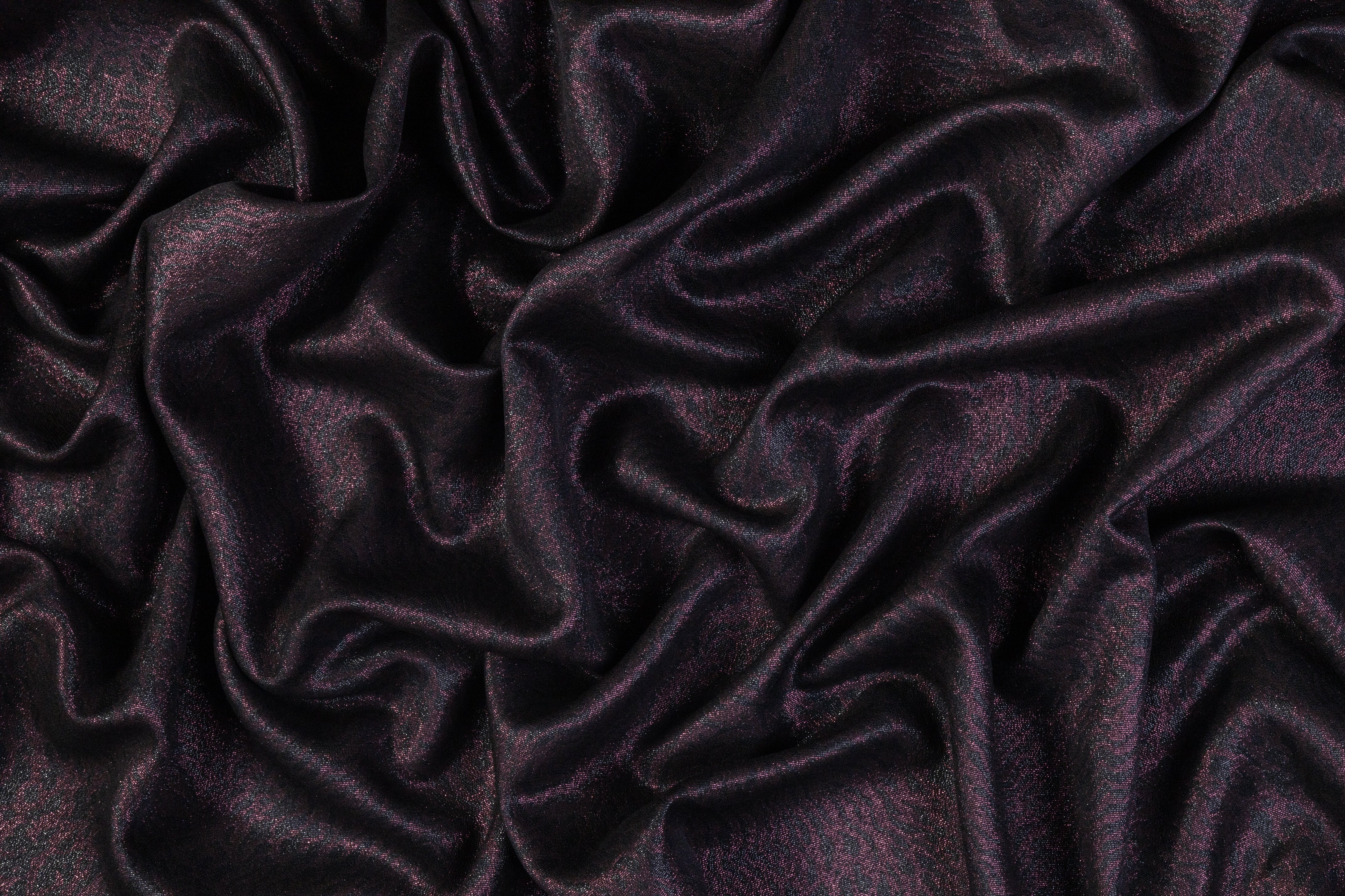 Abstract Italian Silk Lamé - Black / Thunder