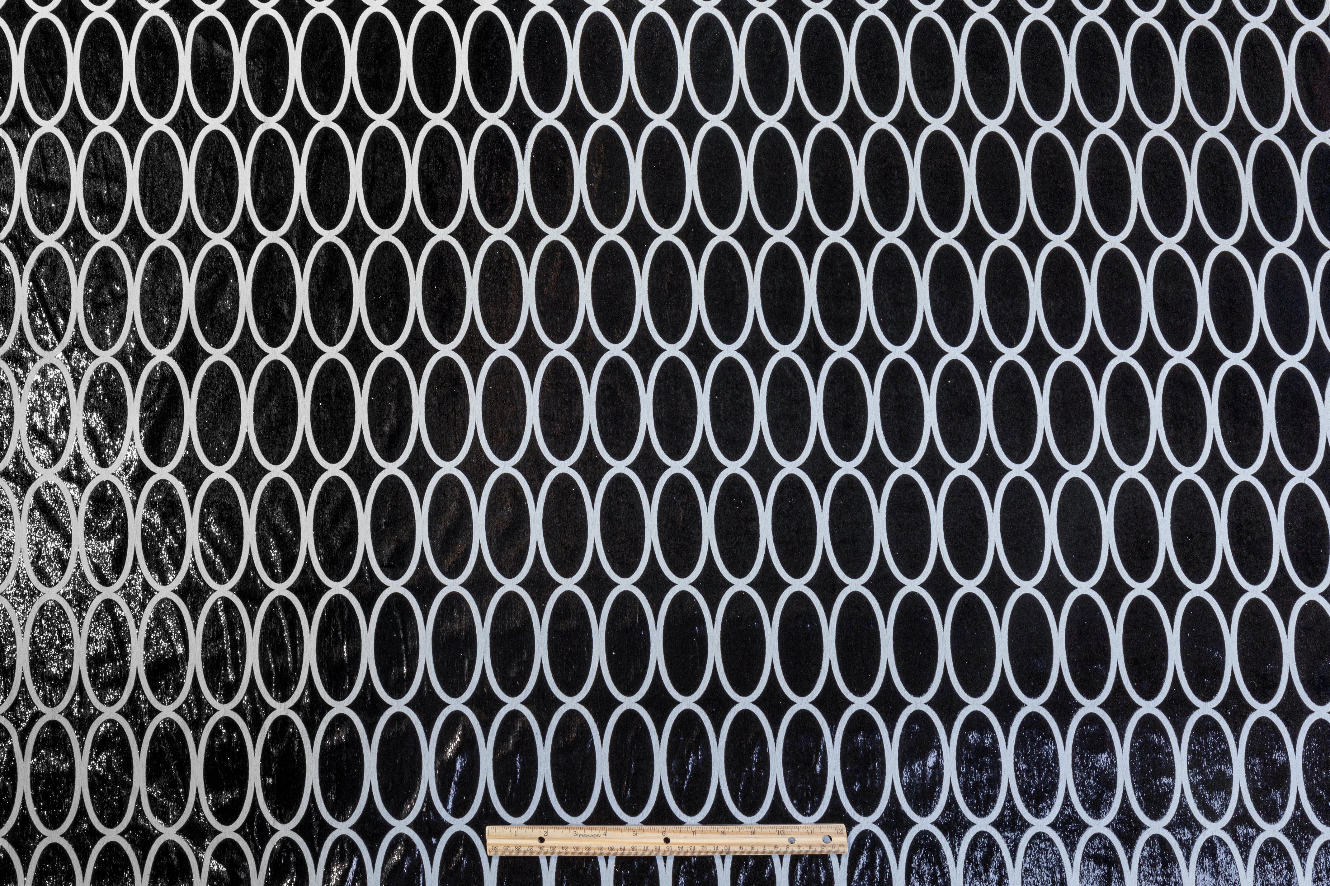 Flocked Metallic Italian Velvet - Black / Gray