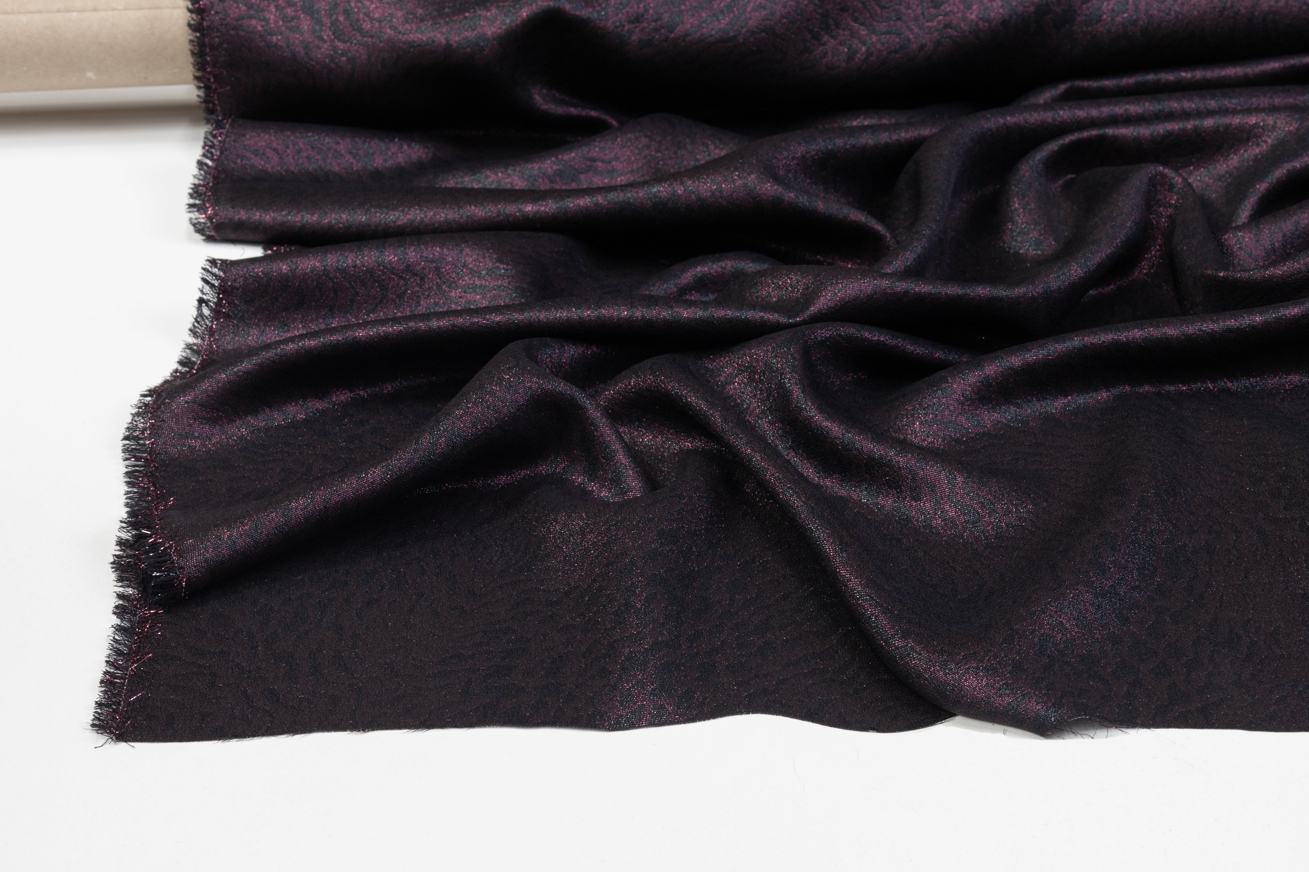 Abstract Italian Silk Lamé - Black / Thunder