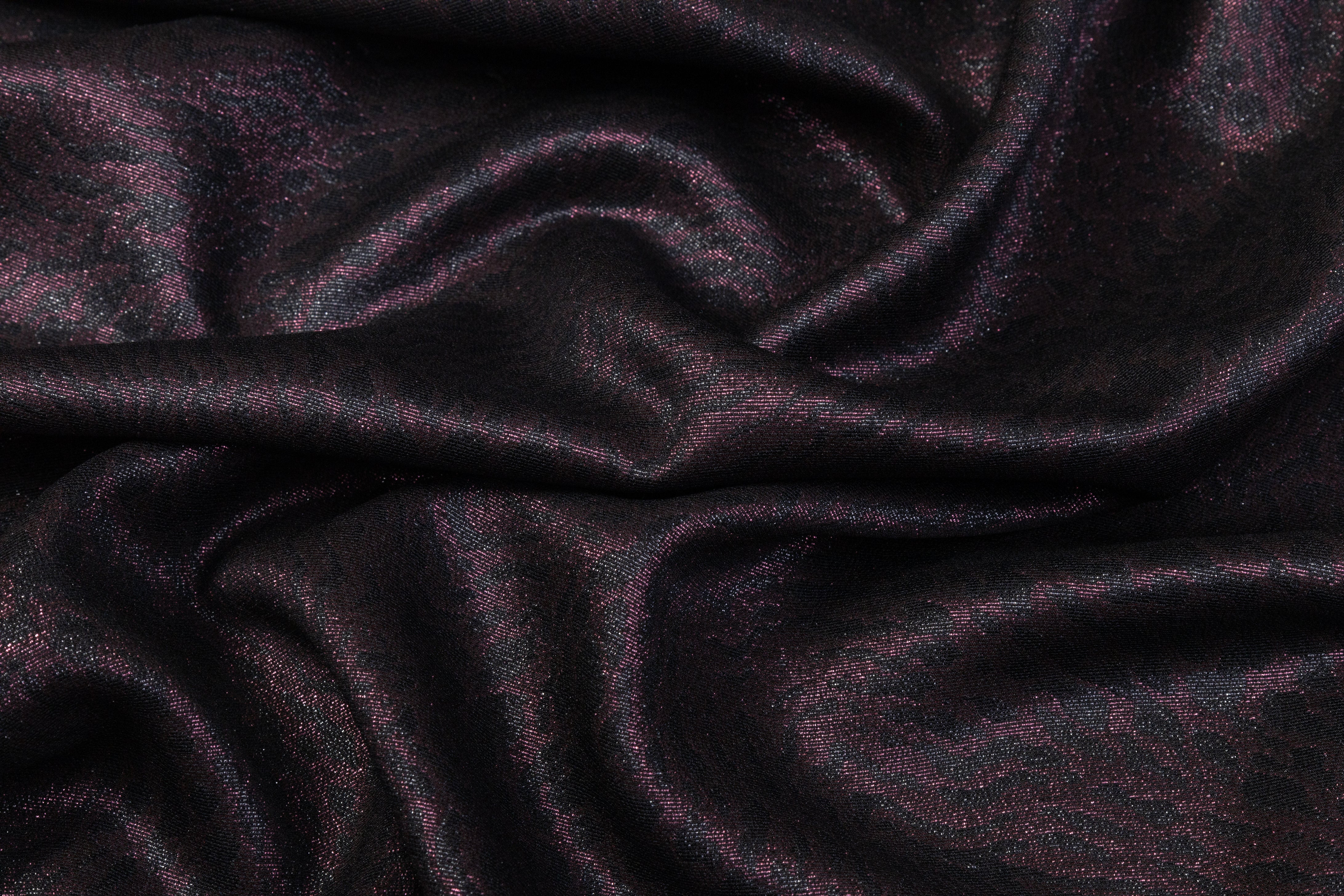 Abstract Italian Silk Lamé - Black / Thunder