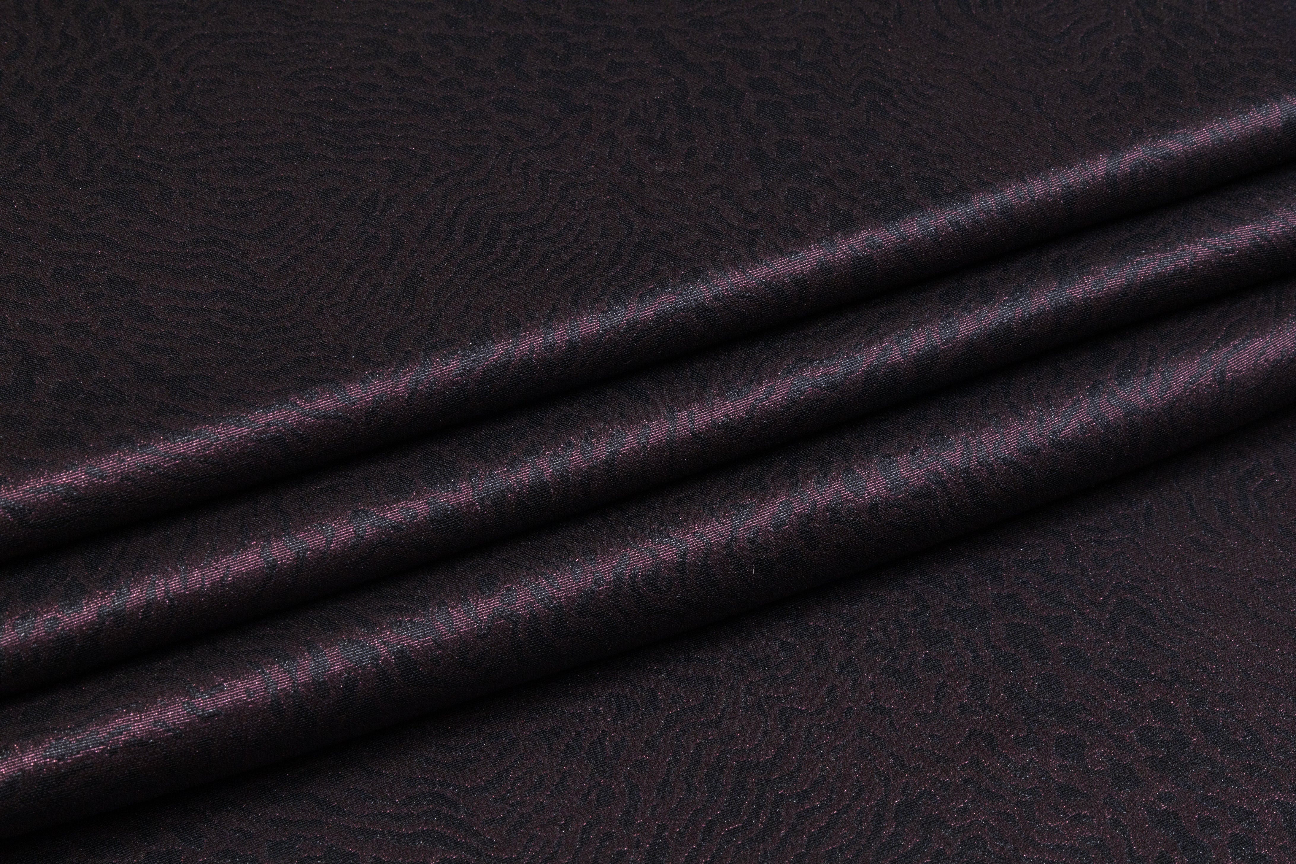 Abstract Italian Silk Lamé - Black / Thunder