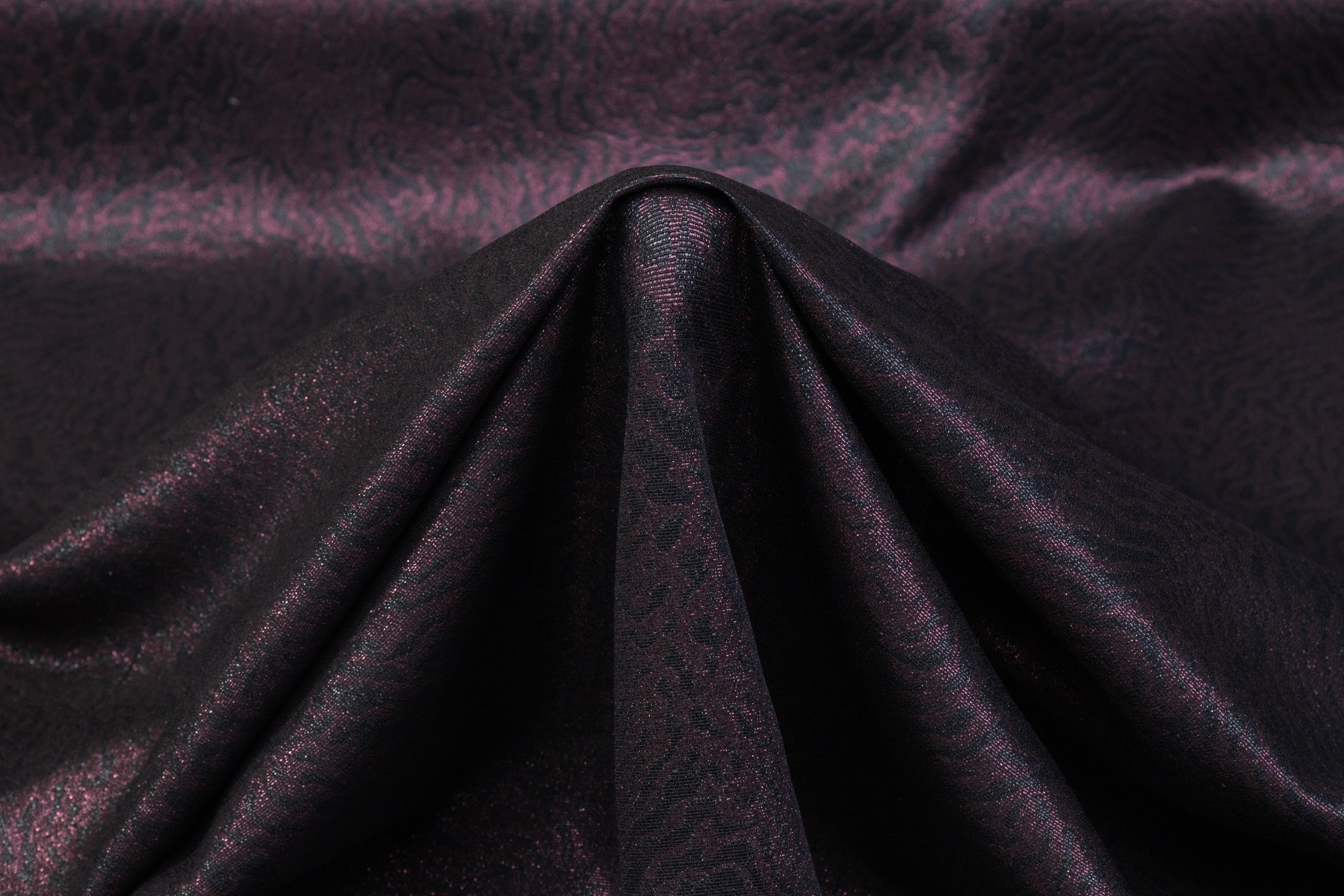 Abstract Italian Silk Lamé - Black / Thunder