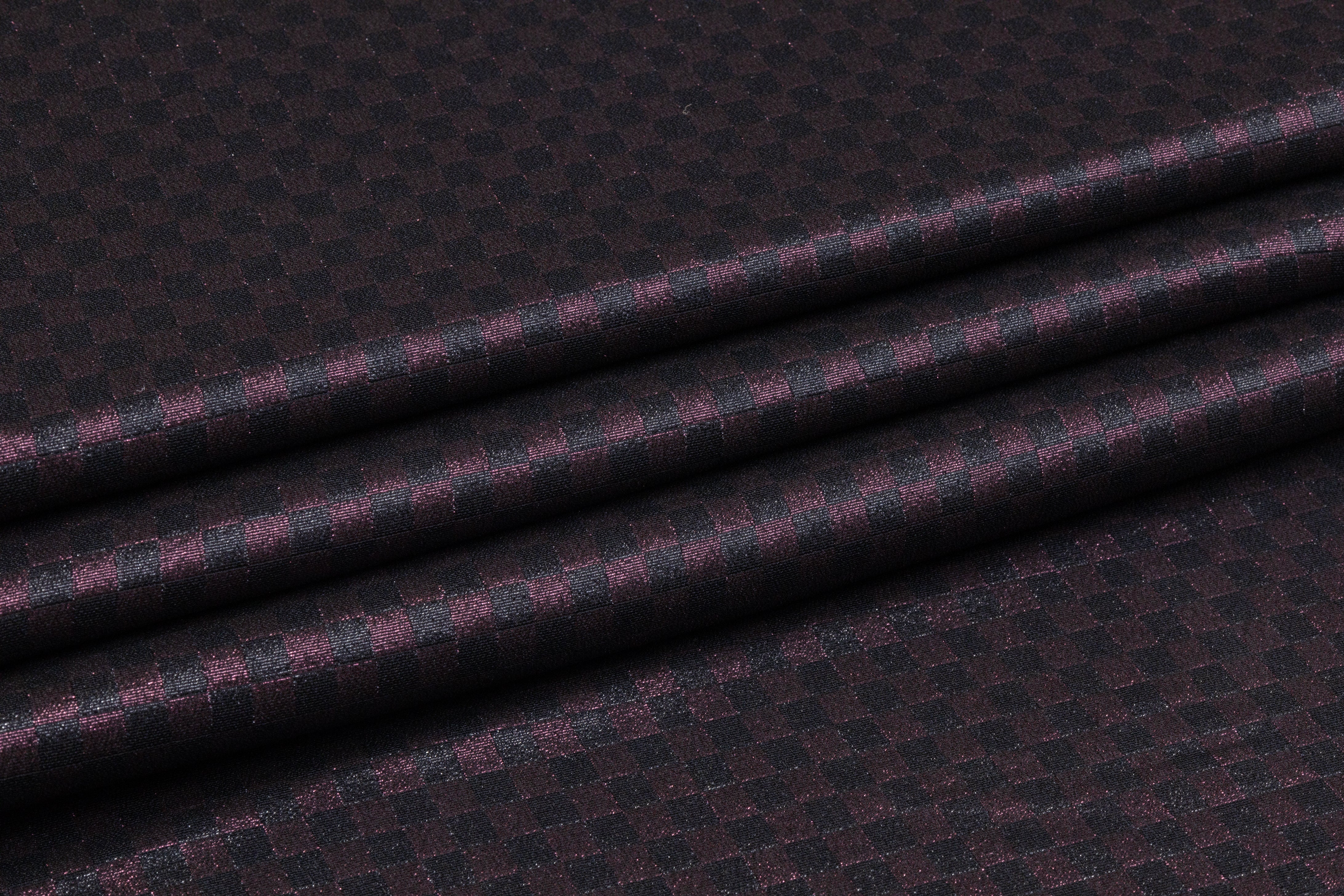 Checked Italian Silk Lamé - Black / Thunder
