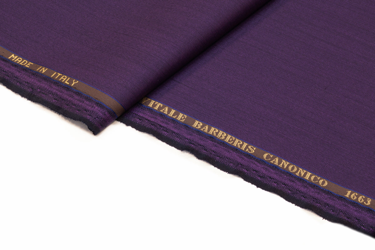 Vitale Barberis Canonico - Italian Solaro Silk and Wool Suiting - Navy / Purple