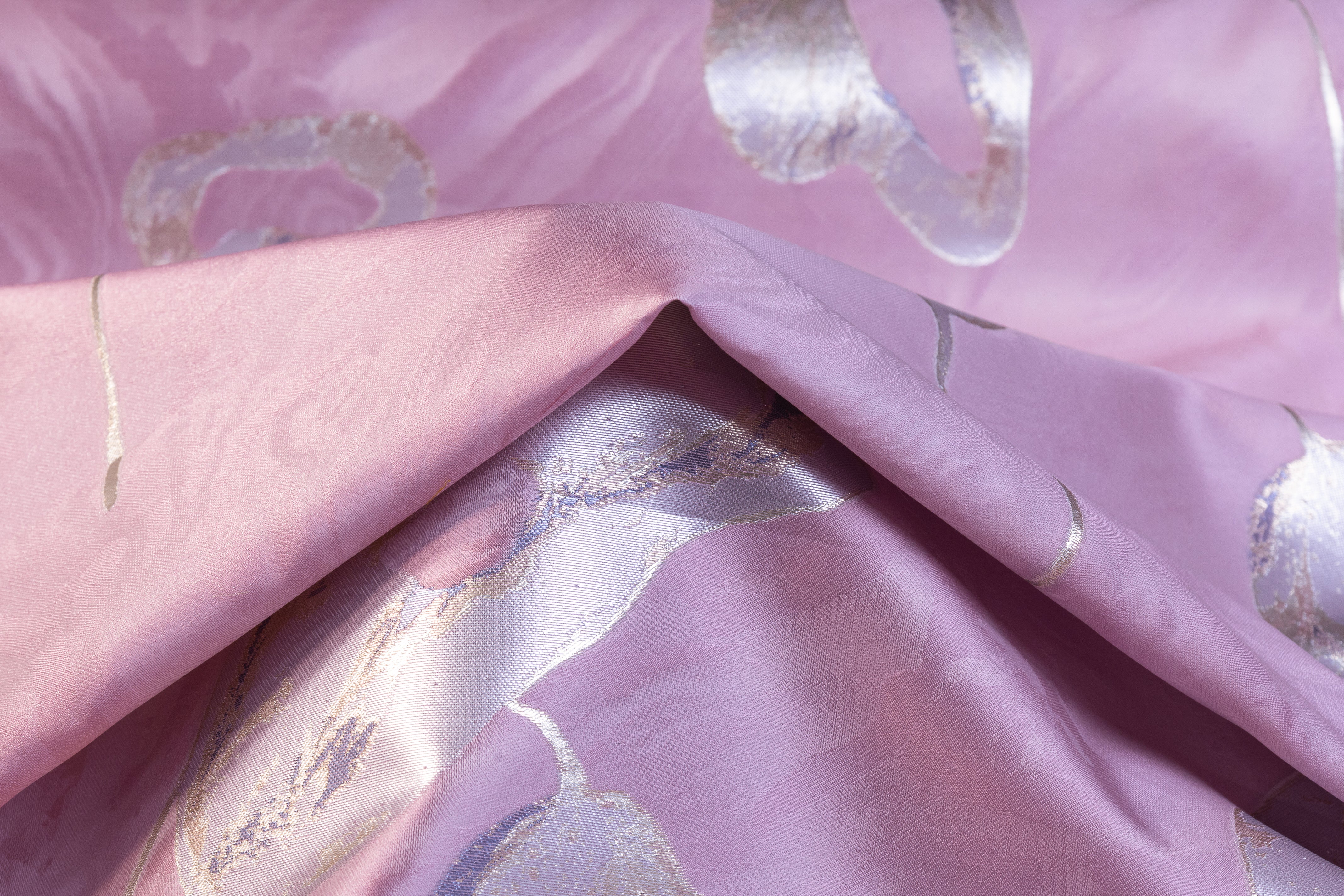 Floral Metallic Italian Silk Blend Brocade - Pink