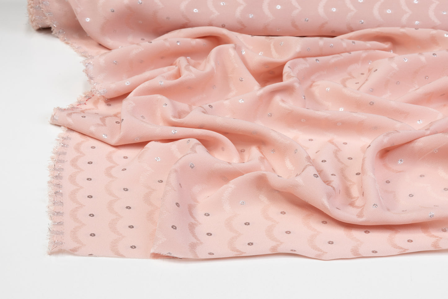 Metallic Italian Silk Crepe De Chine Jacquard - Pink