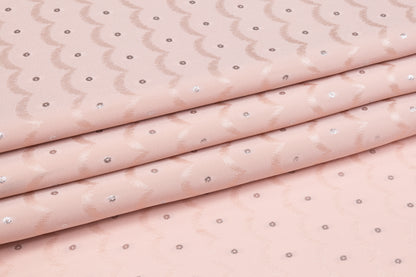 Metallic Italian Silk Crepe De Chine Jacquard - Pink
