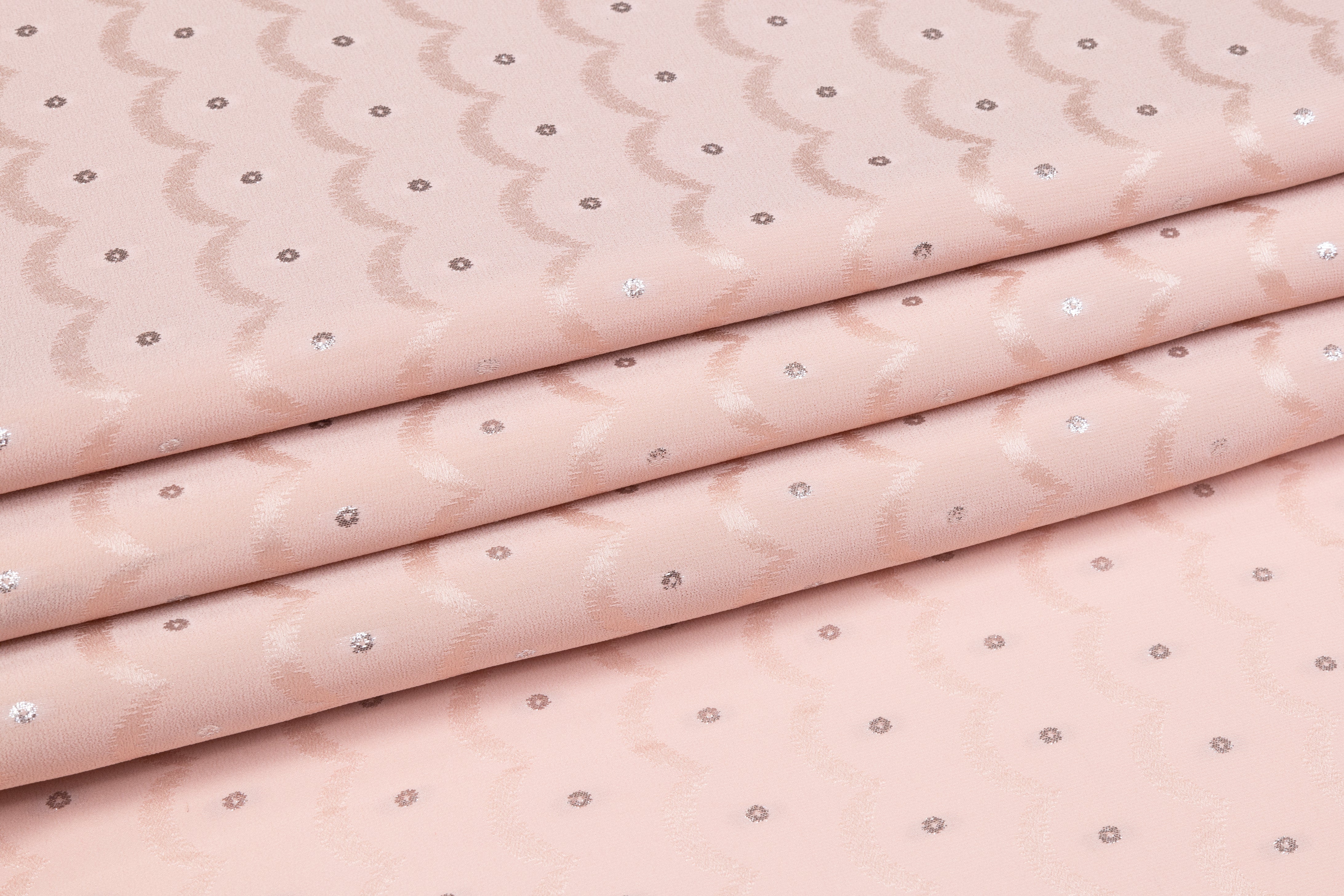 Metallic Italian Silk Crepe De Chine Jacquard - Pink