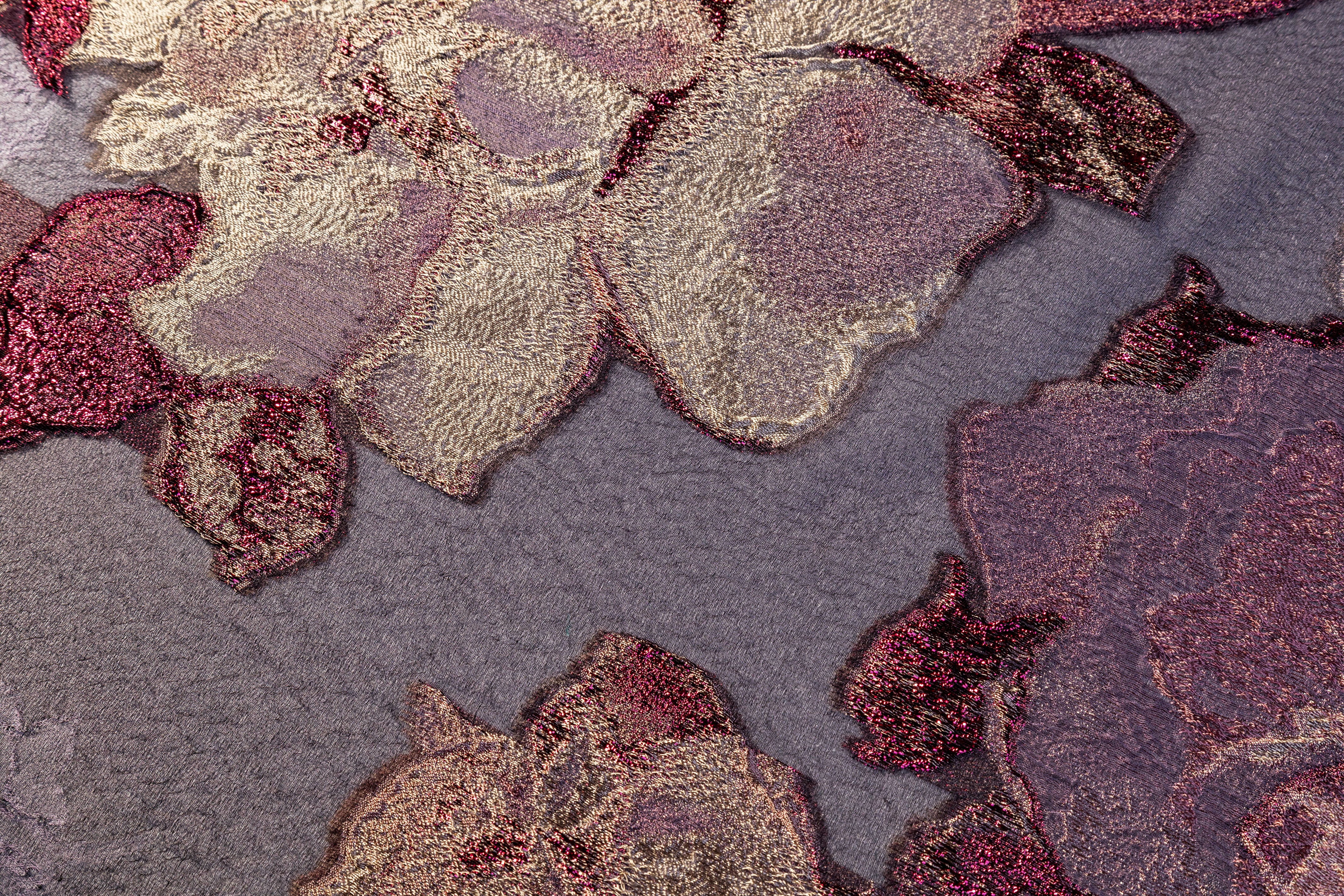 Floral Metallic Italian Silk Blend Organza Fil Coupé - Lavender