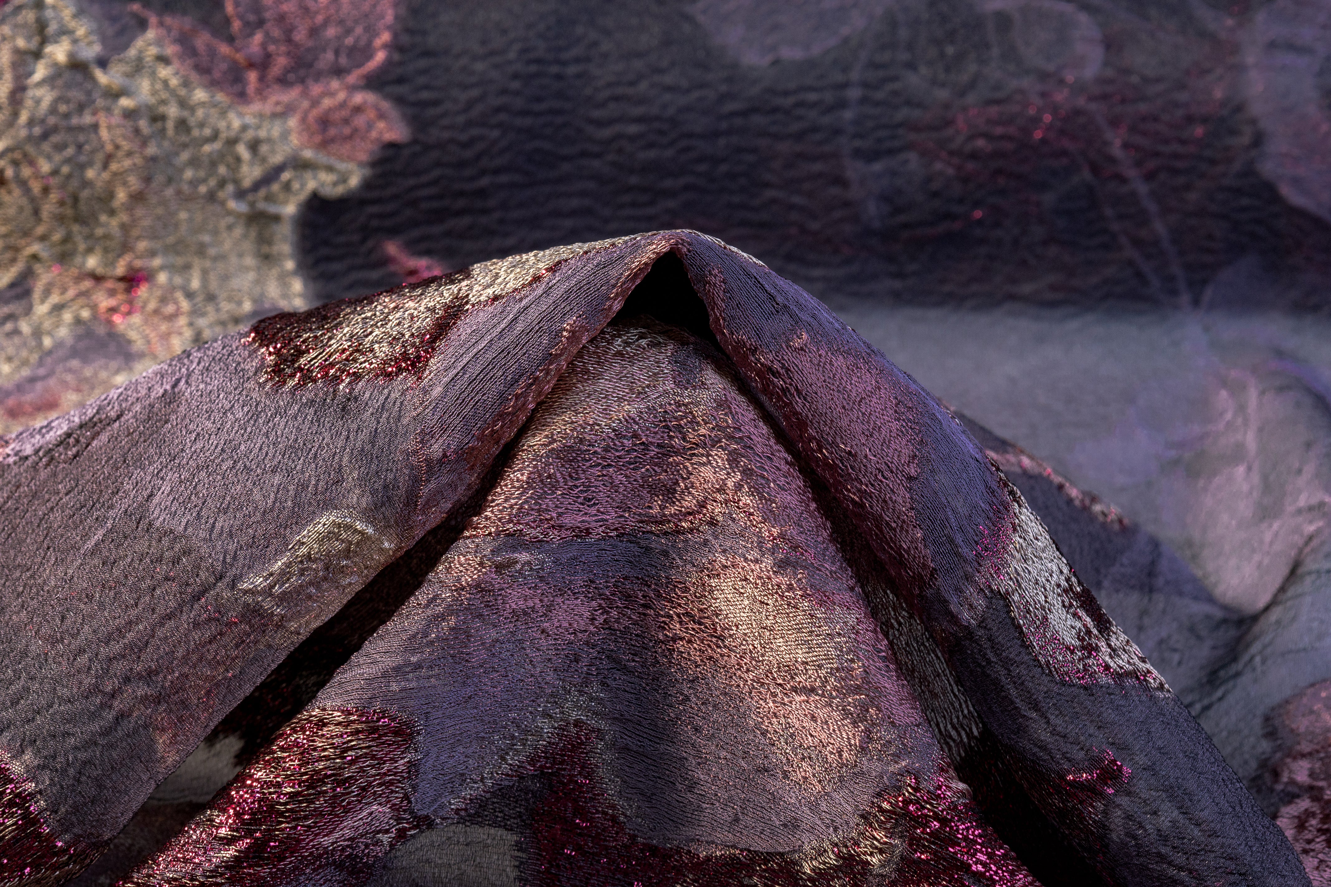 Floral Metallic Italian Silk Blend Organza Fil Coupé - Lavender