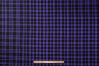 Tartan Italian Wool Suiting - Purple / Black