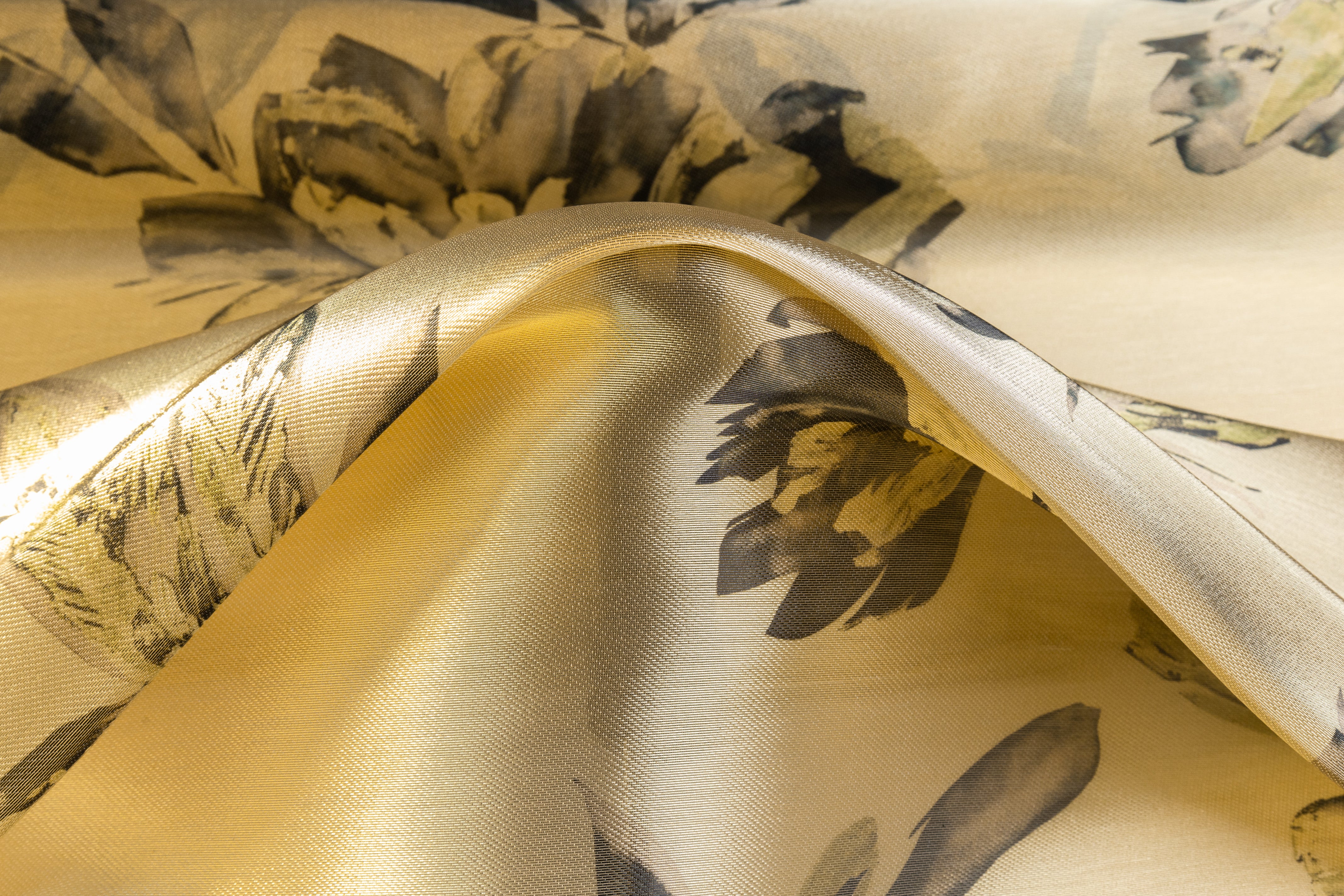 Ruffo Coli - Floral Italian Silk Blend Liquid Lamé - Gold