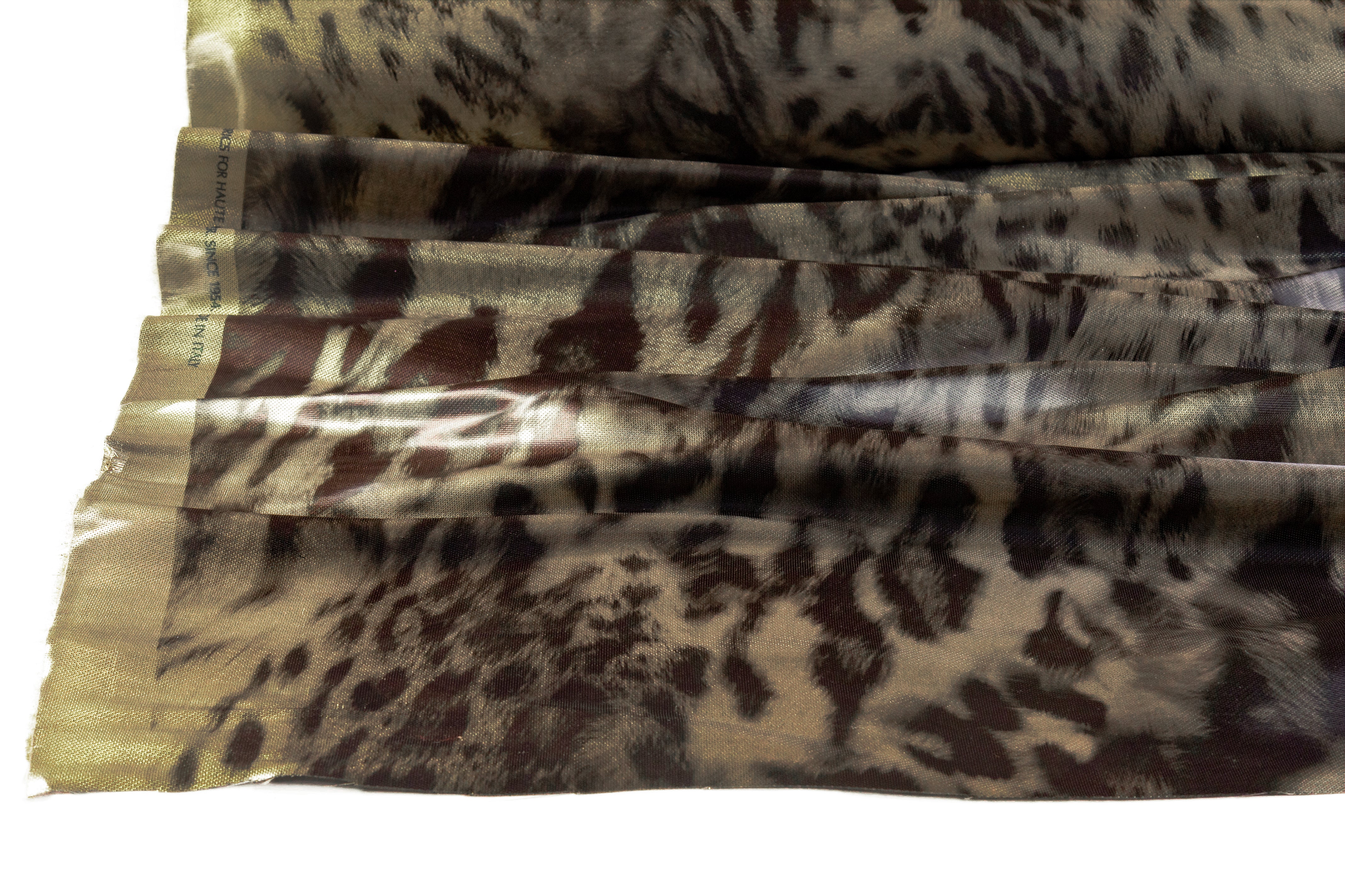 Ruffo Coli - Cheetah Metallic Italian Silk Blend Liquid Satin - Smoky Black / Gold