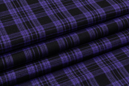 Tartan Italian Wool Suiting - Purple / Black