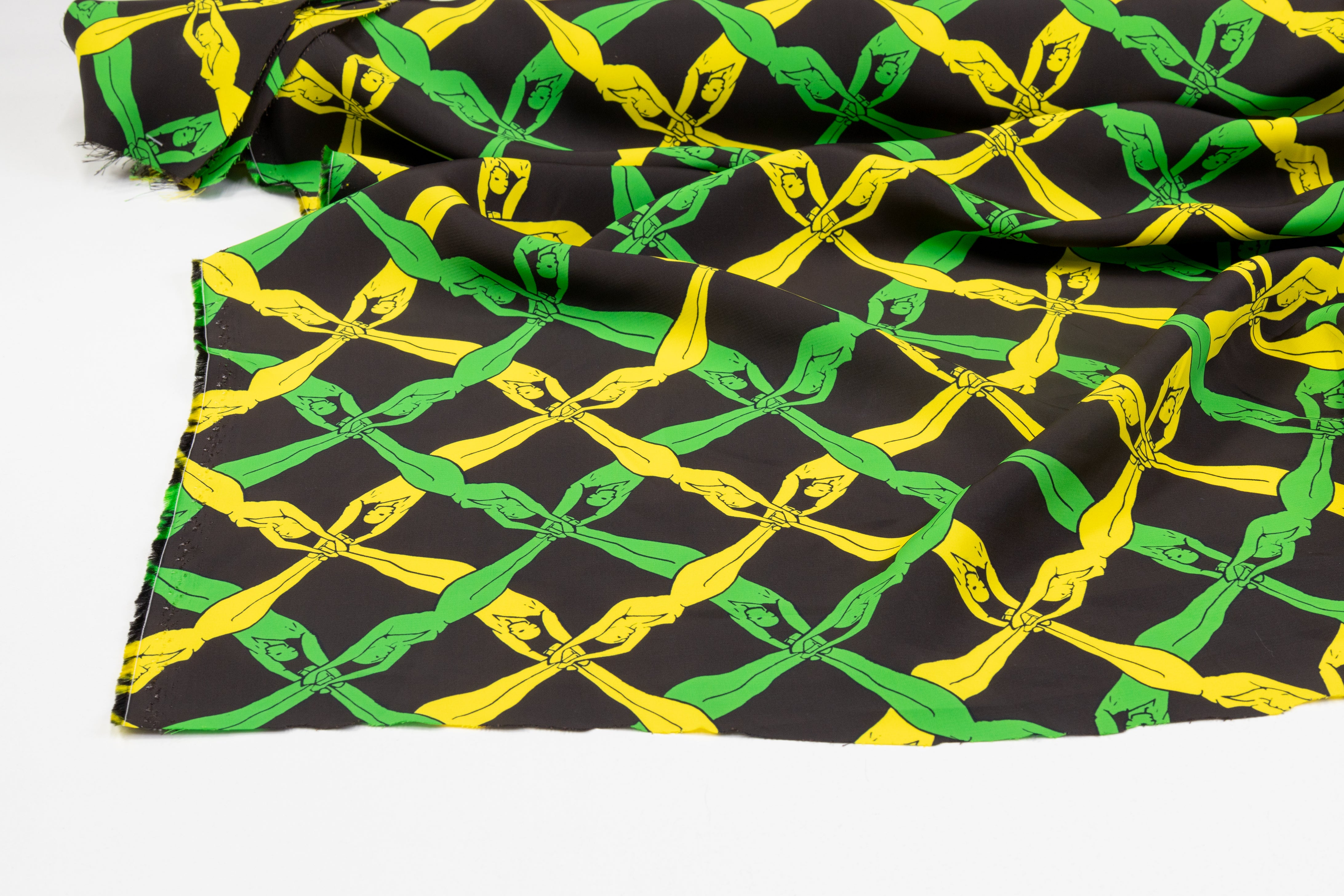 Olympic Diver Printed Viscose  - Green / Black / Yellow