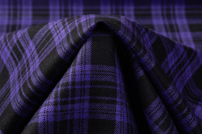 Tartan Italian Wool Suiting - Purple / Black