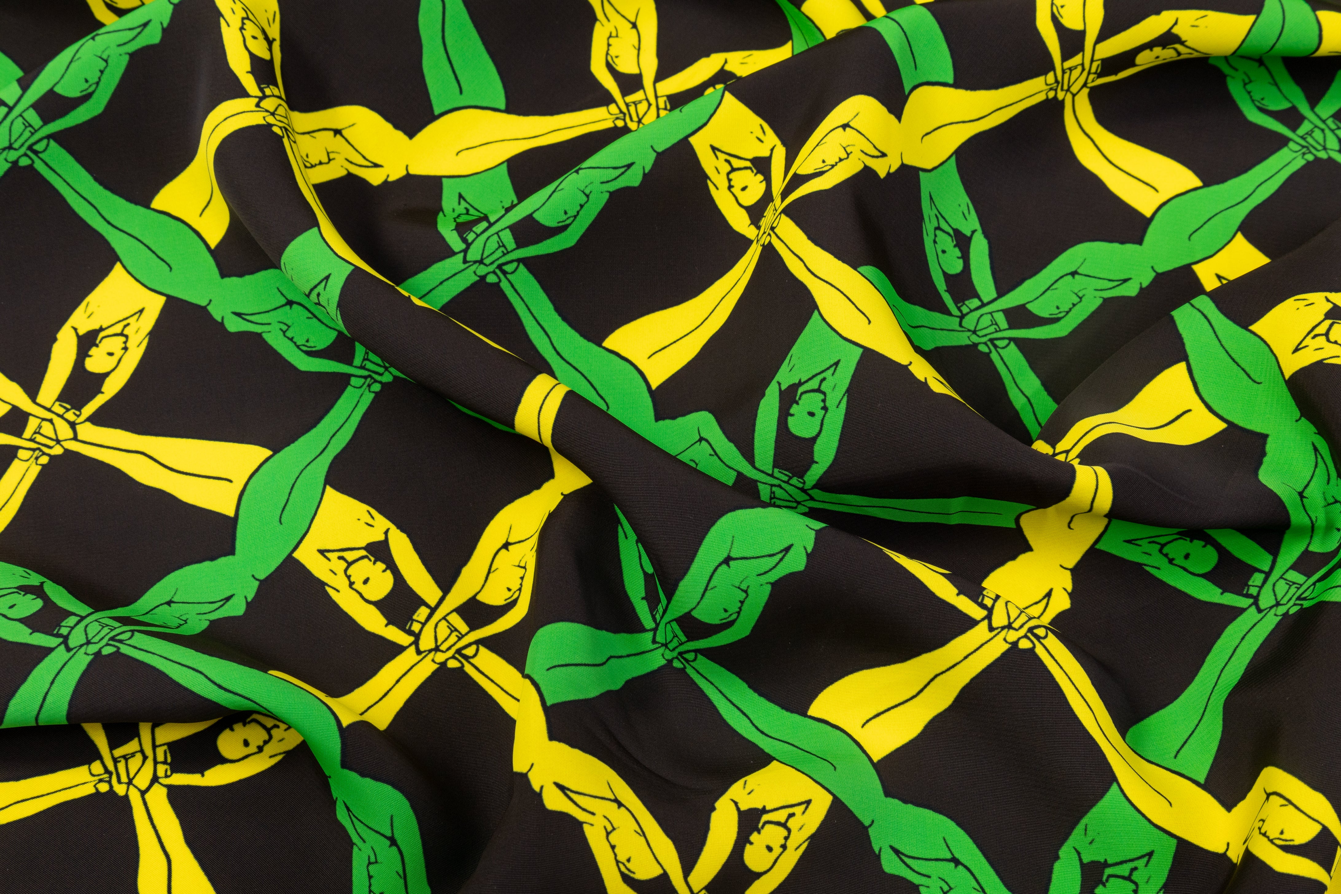 Olympic Diver Printed Viscose  - Green / Black / Yellow