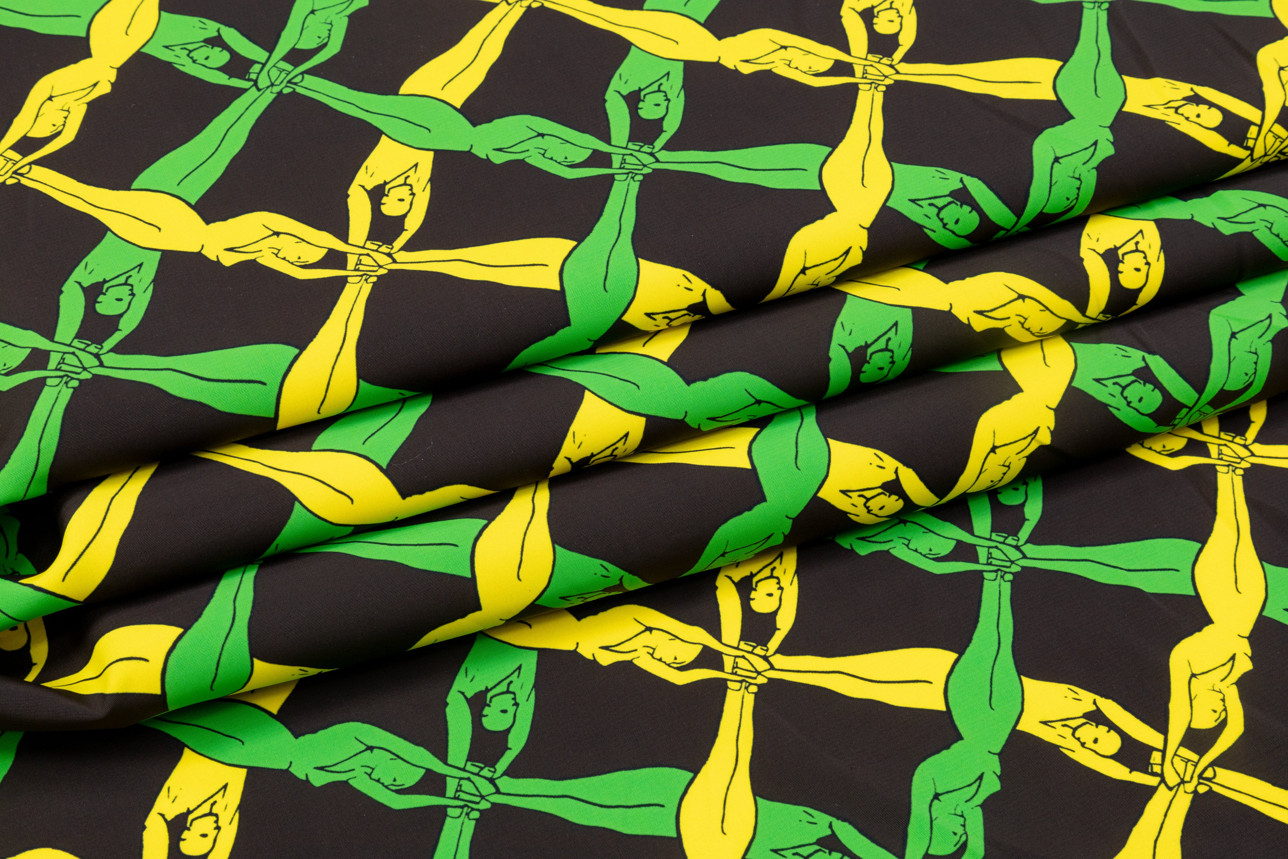 Olympic Diver Printed Viscose  - Green / Black / Yellow