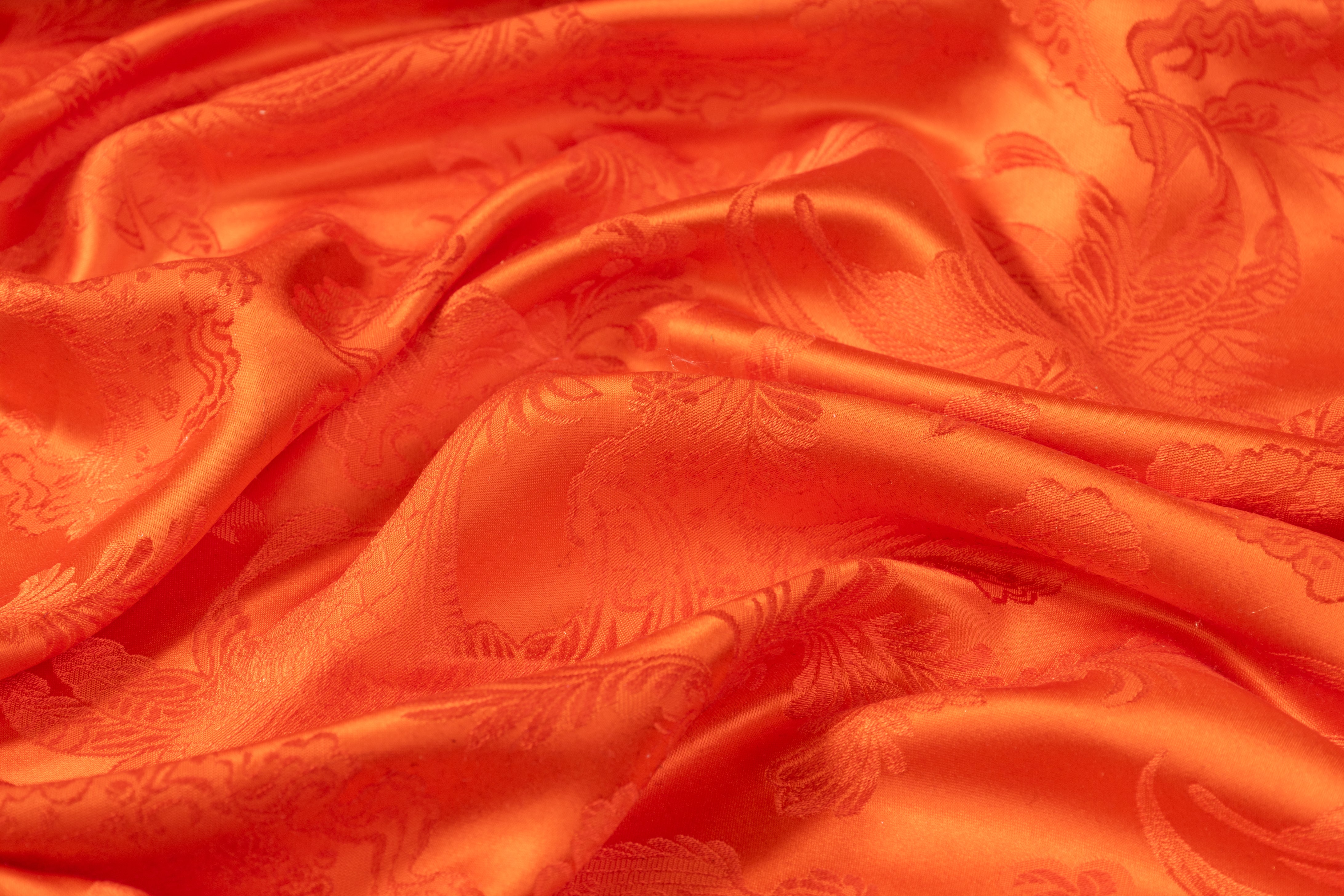 Italian Pure Silk Jacquard - Orange