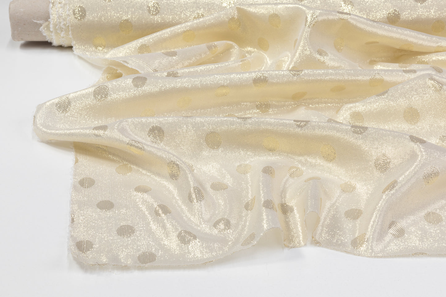 Polka Dot Italian Silk Lamé - Champagne Gold