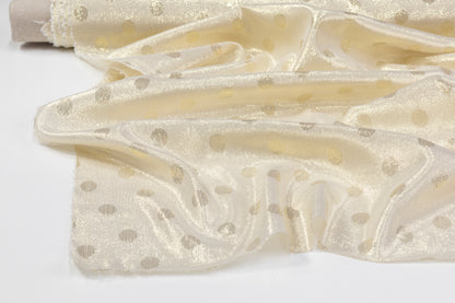 Polka Dot Italian Silk Lamé - Champagne Gold