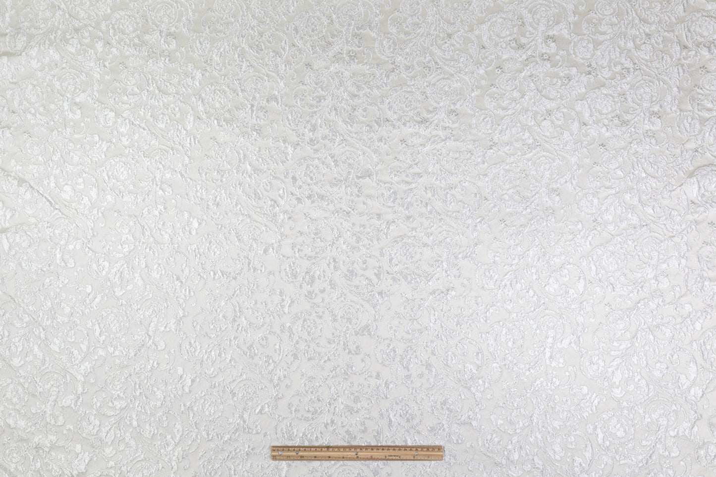 Crushed Metallic Brocade - Off White / Silver