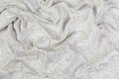 Crushed Metallic Brocade - Off White / Silver