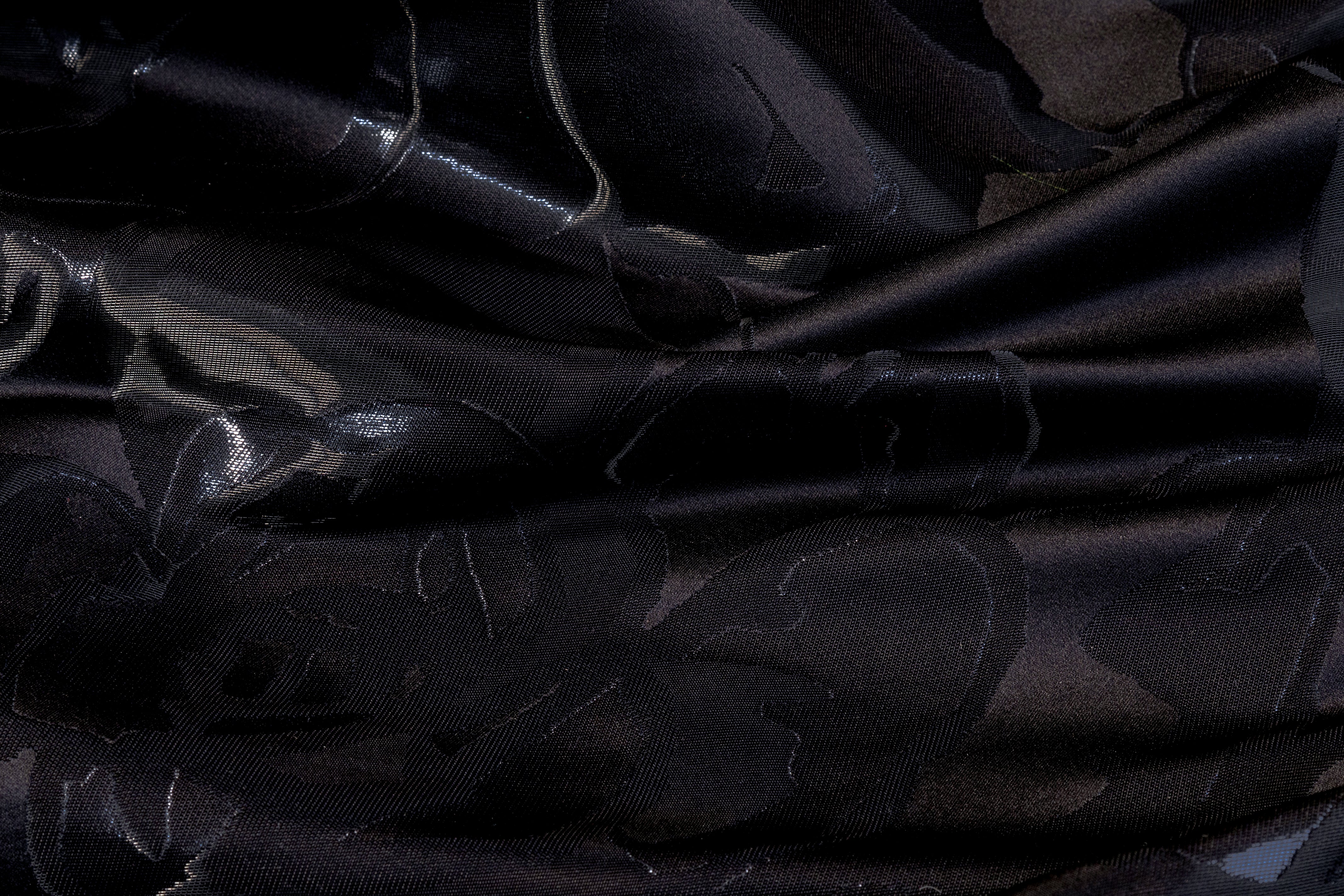 Ruffo Coli - Italian Silk Blend Liquid Brocade - Black / Navy