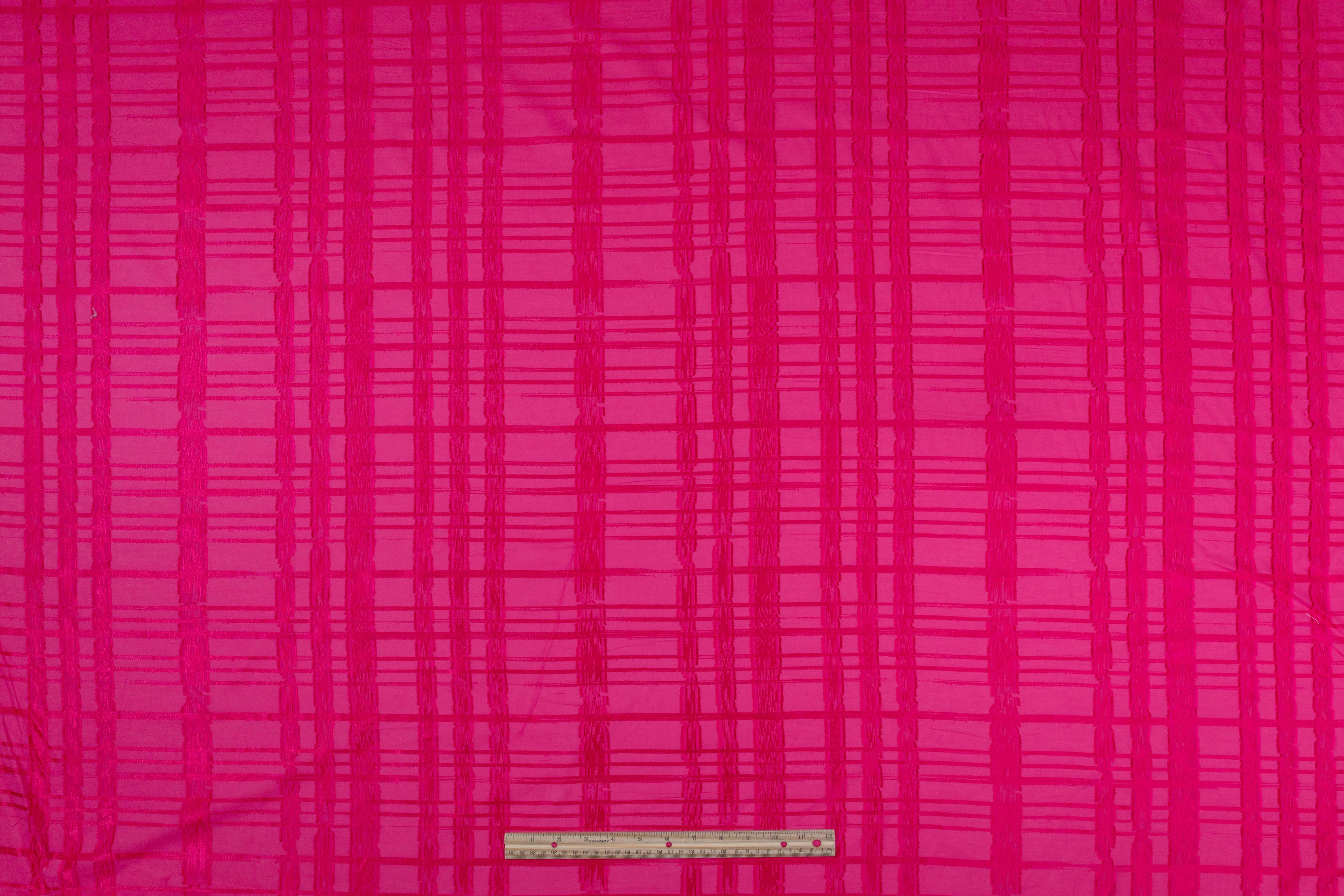 Checked Italian Cotton Viscose Fil Coupé - Magenta
